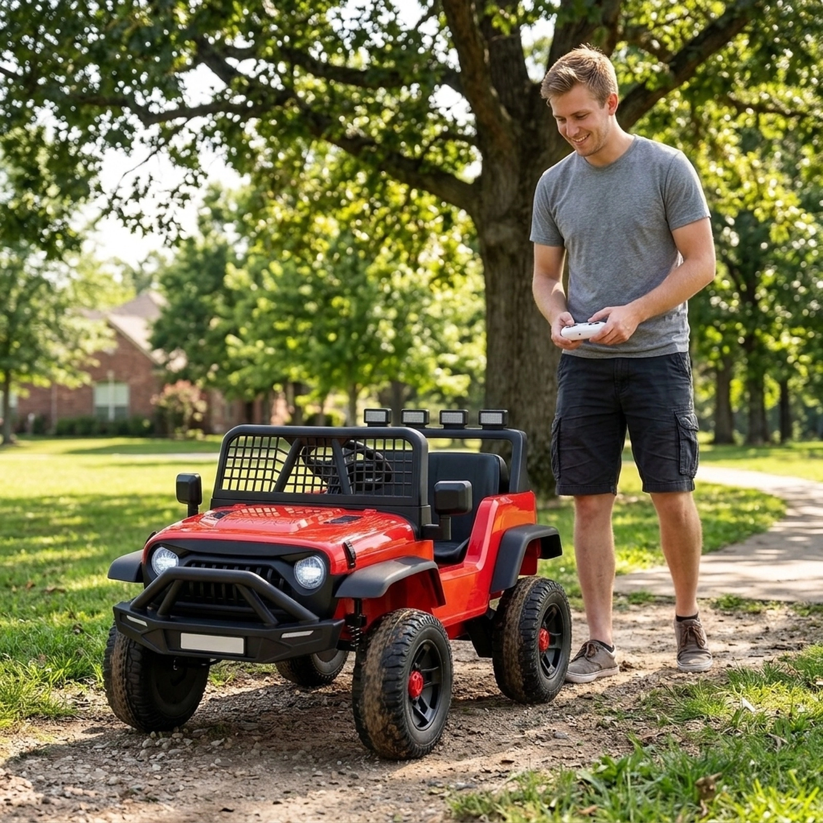 24V Kids Ride On Car Parent Remote 3 Speeds Emergency Brake LED Headlights Music Player Ages 3+ Red Electric Car Kids