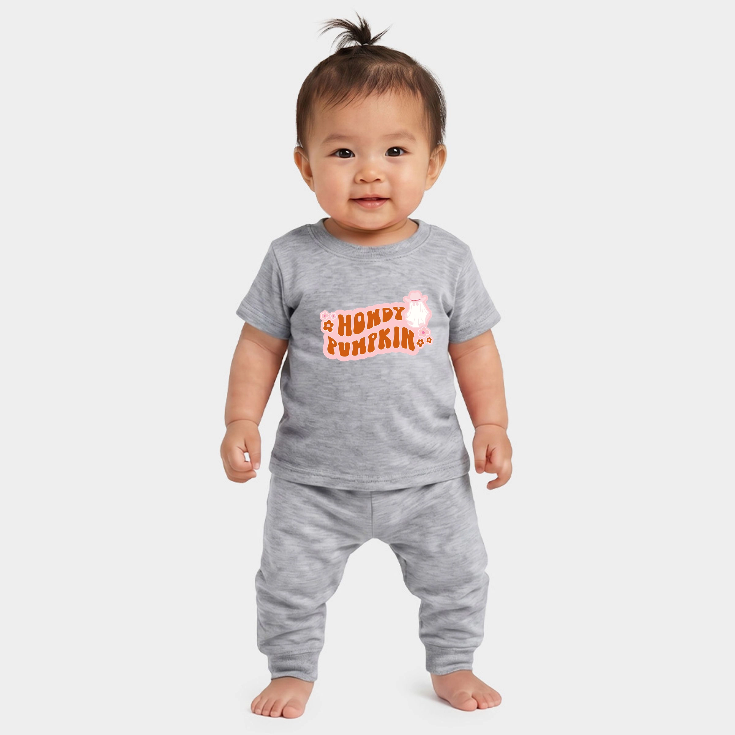 The Juniper Shop - Infant Jogger Pant Crew Set Howdy Pumpkin Ghost