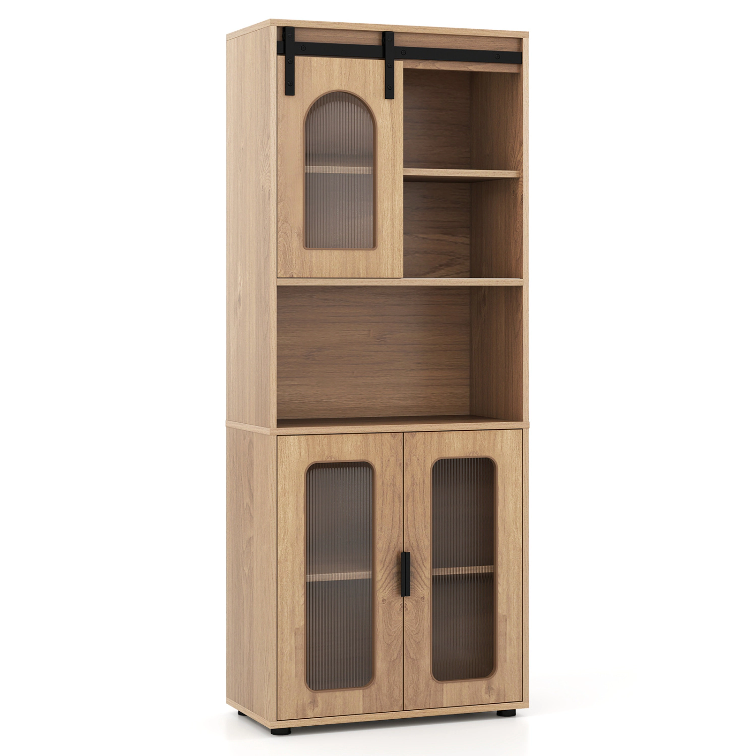 SlickBlue Tall Storage Cabinet with Sliding Barn Door & Double Doors