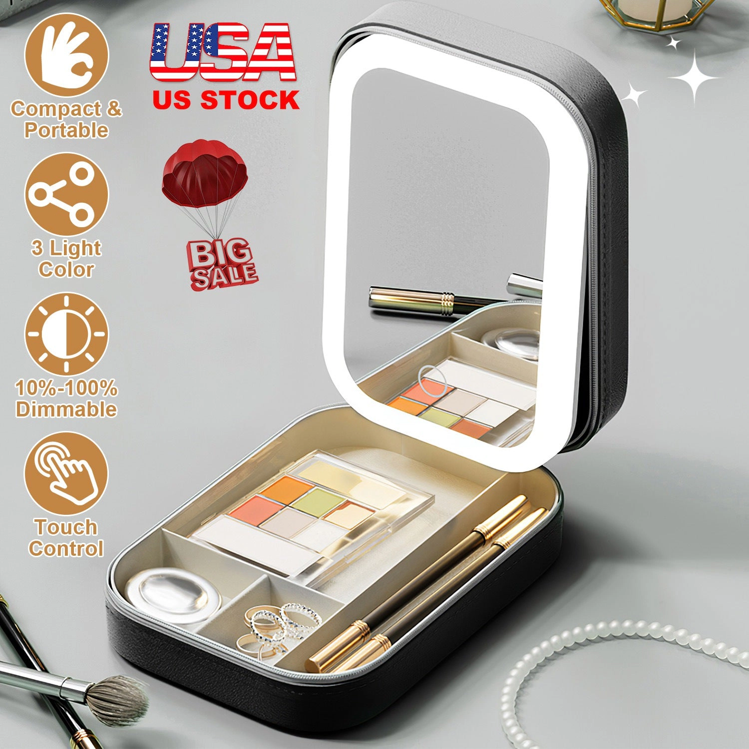 GBruno LED Mirror Travel Makeup Bag