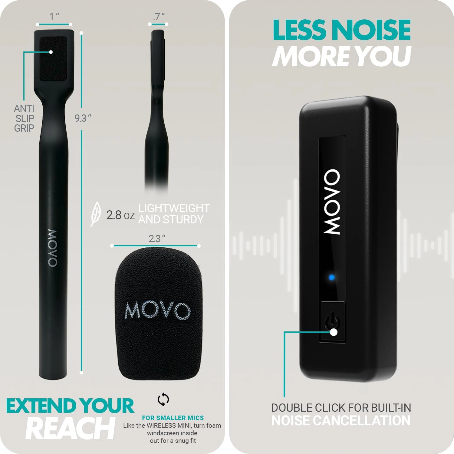Movo Wireless Mini DI Ultra Compact Wireless Lavalier Microphone for iPhone with WMX-HM Handheld Adapter - Lapel Mic