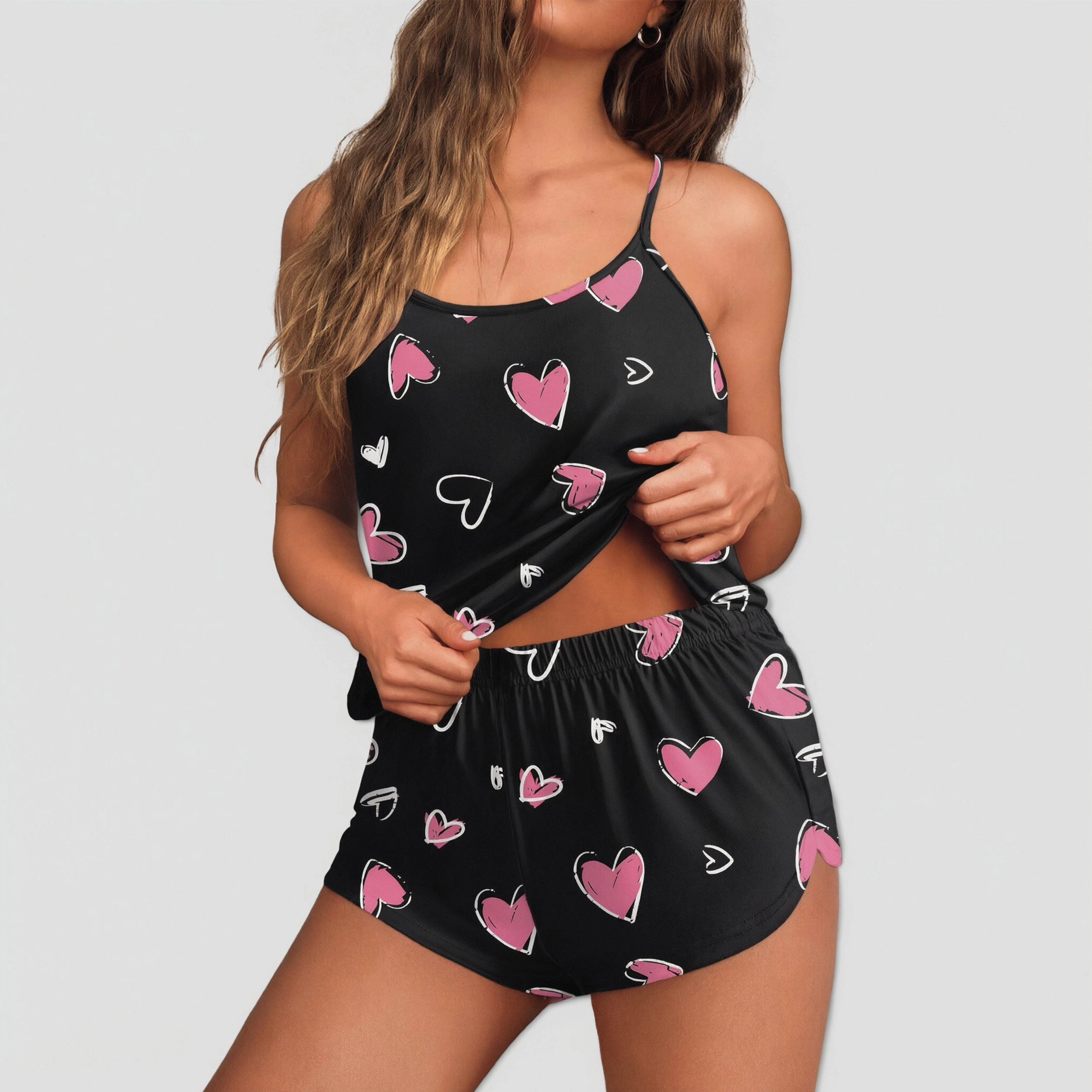 Ekouaer Women's Soft Cami Pajama Set Camisole and Elastic Waist Shorts