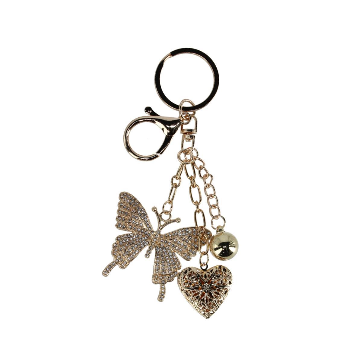 CTM® Women's Crystal Butterfly & Heart Bag Charm