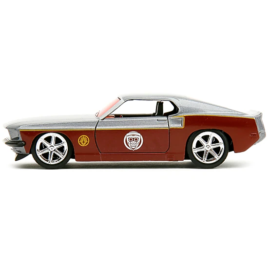 Jada 1969 Ford Mustang Silver Metallic And Dark Red And Star Lord Diecast Figure "Marvel Guardians Of The