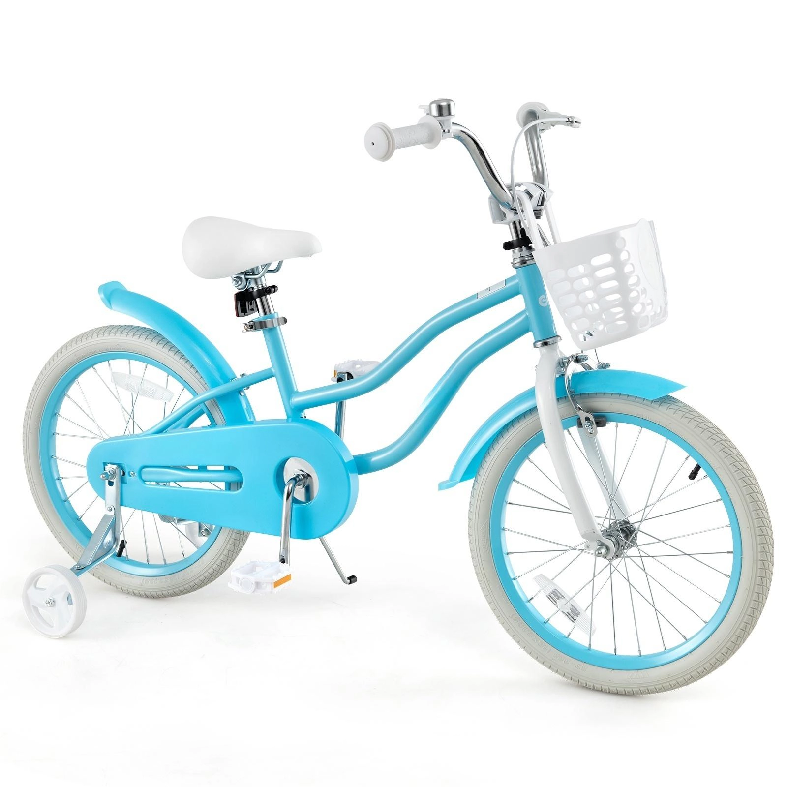 SUGIFT 18-Inch Kids Bicycle with Dual Brakes Adjustable Seat and Training Wheels 99-lb Seat Capacity Ages 4-8 Blue