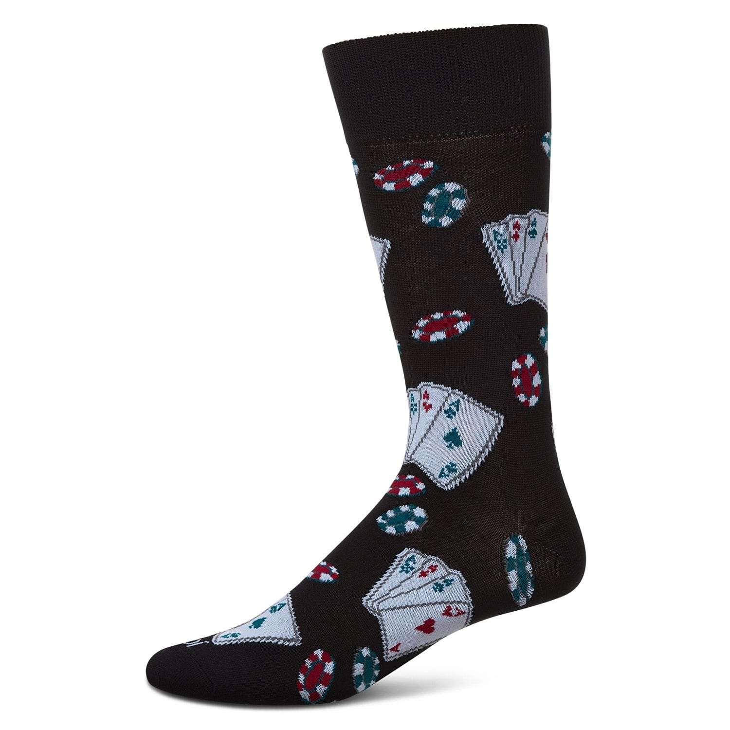 MeMoi Poker Face Playing Card Bamboo Blend Men's Crew Socks