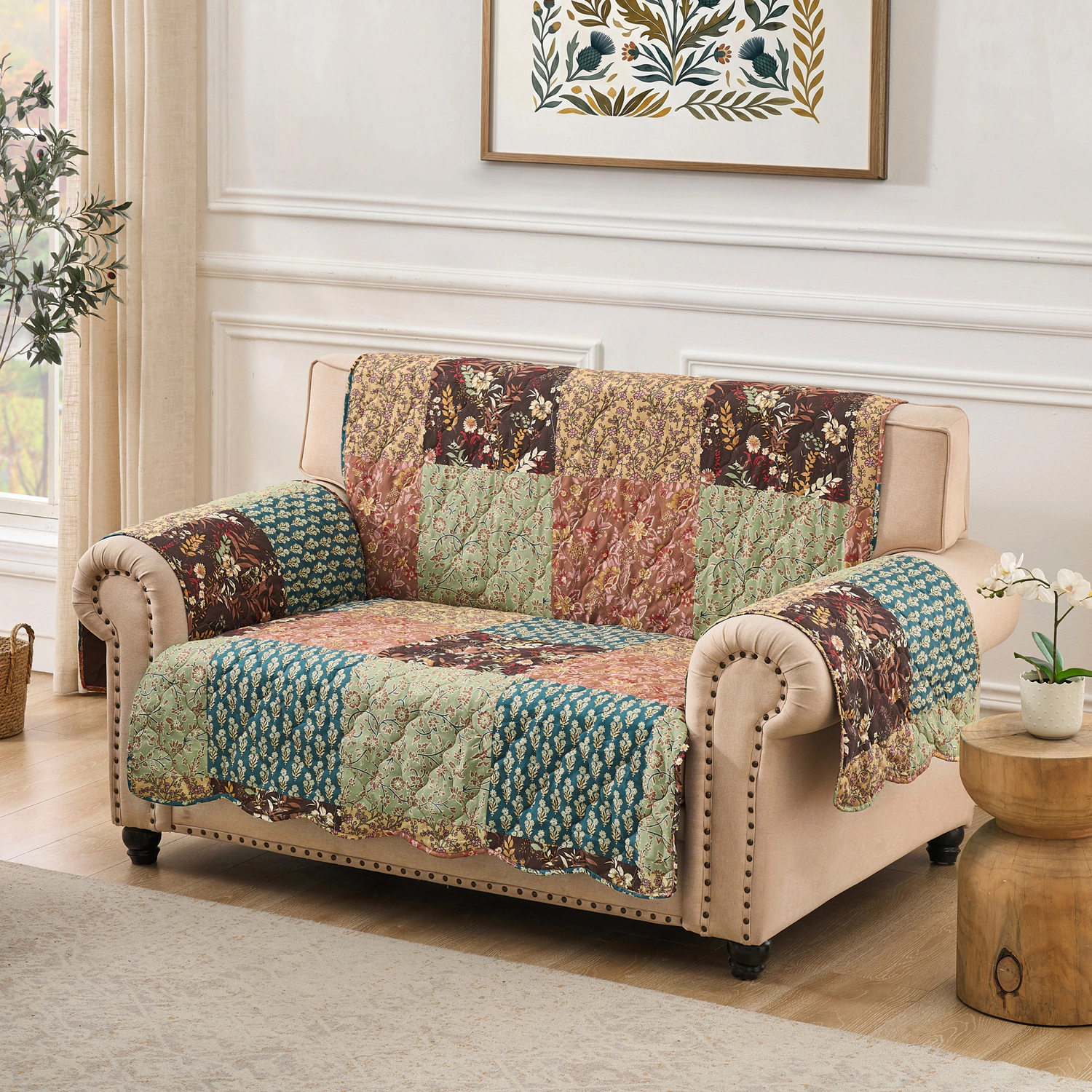 Greenland Home Fashions Hazel 100% Polyester Quilted Furniture Protector Loveseat 103x76 Multi