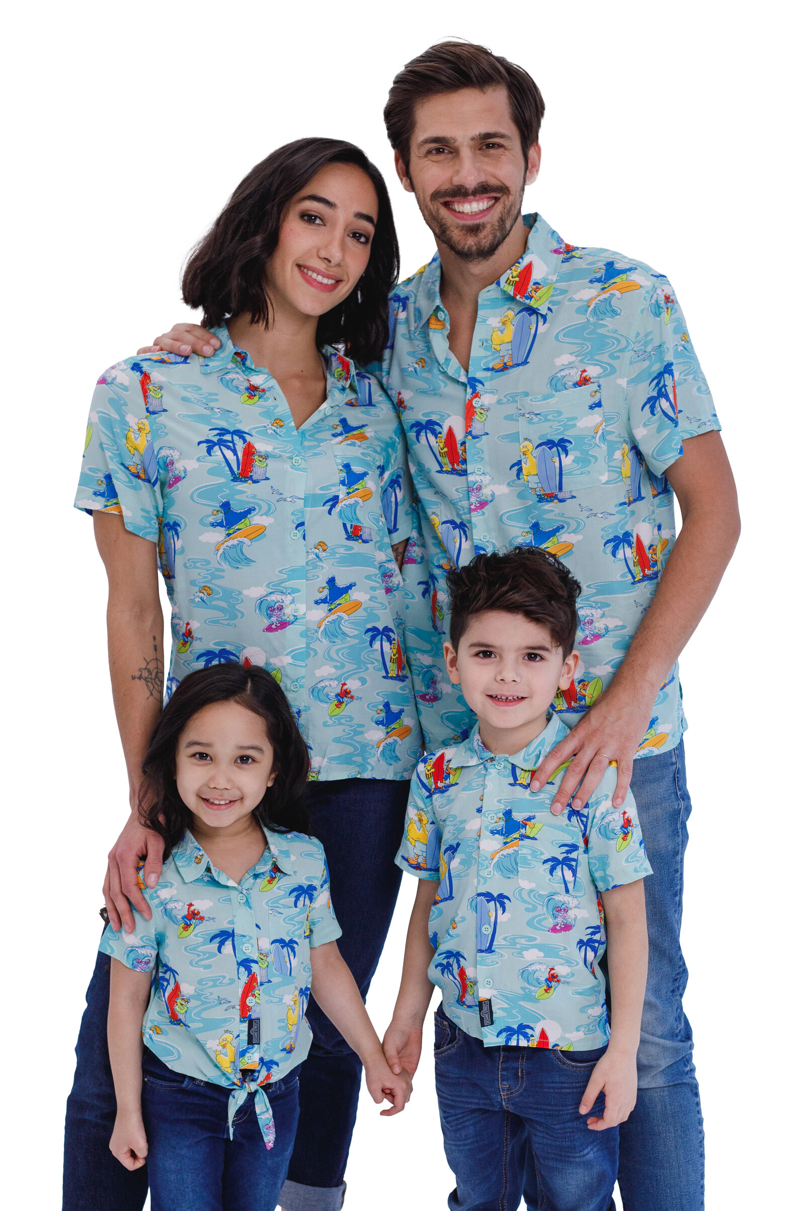 Sesame Street Matching Family Hawaiian Short Sleeve Button-Down Shirt