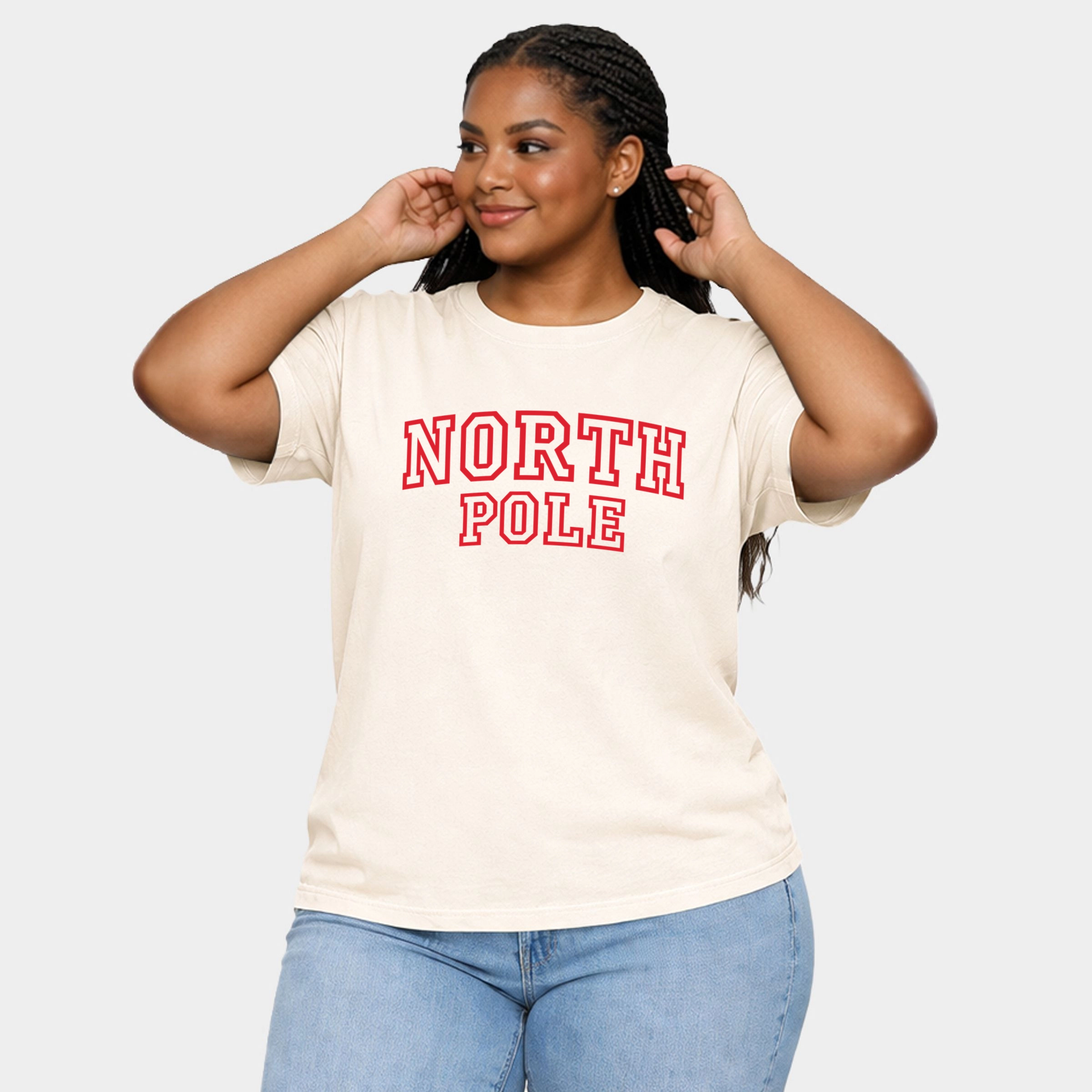 Simply Sage Market - Women's Plus Garment Dyed Tee North Pole Varsity Outlines