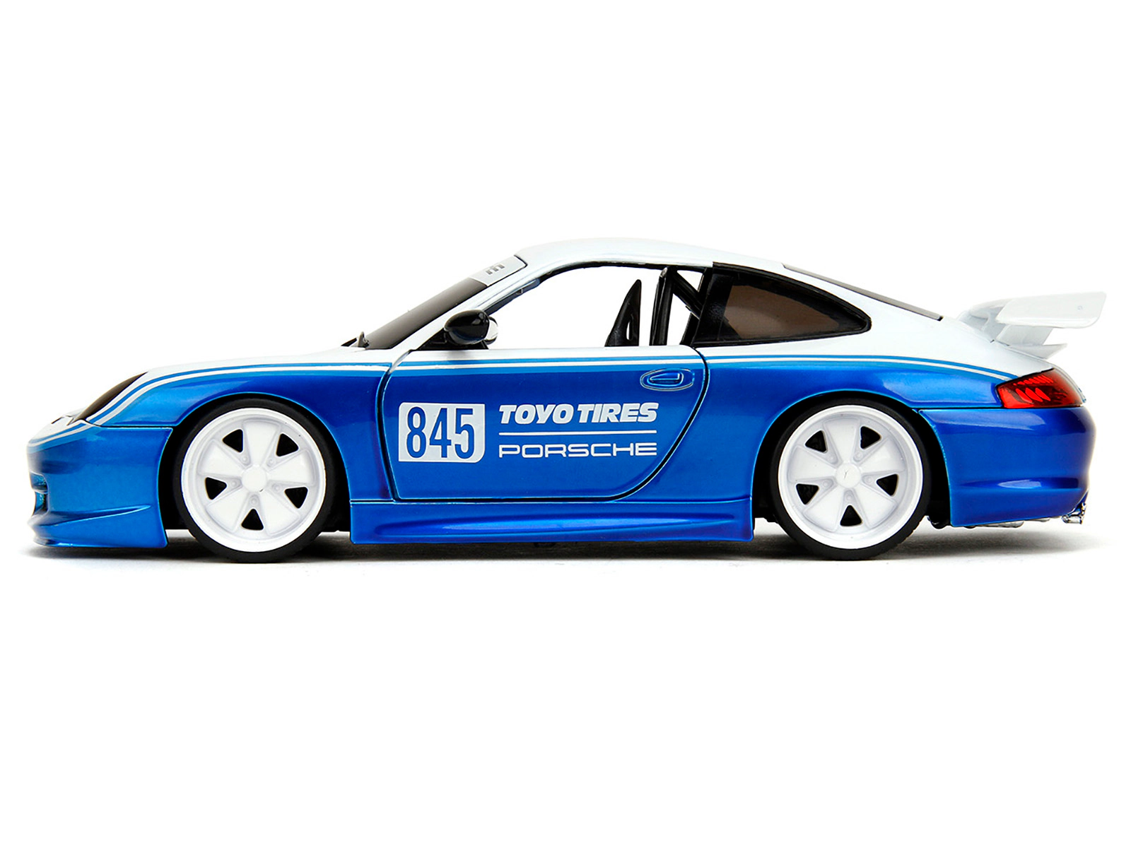 Jada Porsche 911 GT3 RS (996) #845 White and Blue Metallic "Toyo Tires" "Hyper-Spec" Series 1/24 Diecast Model