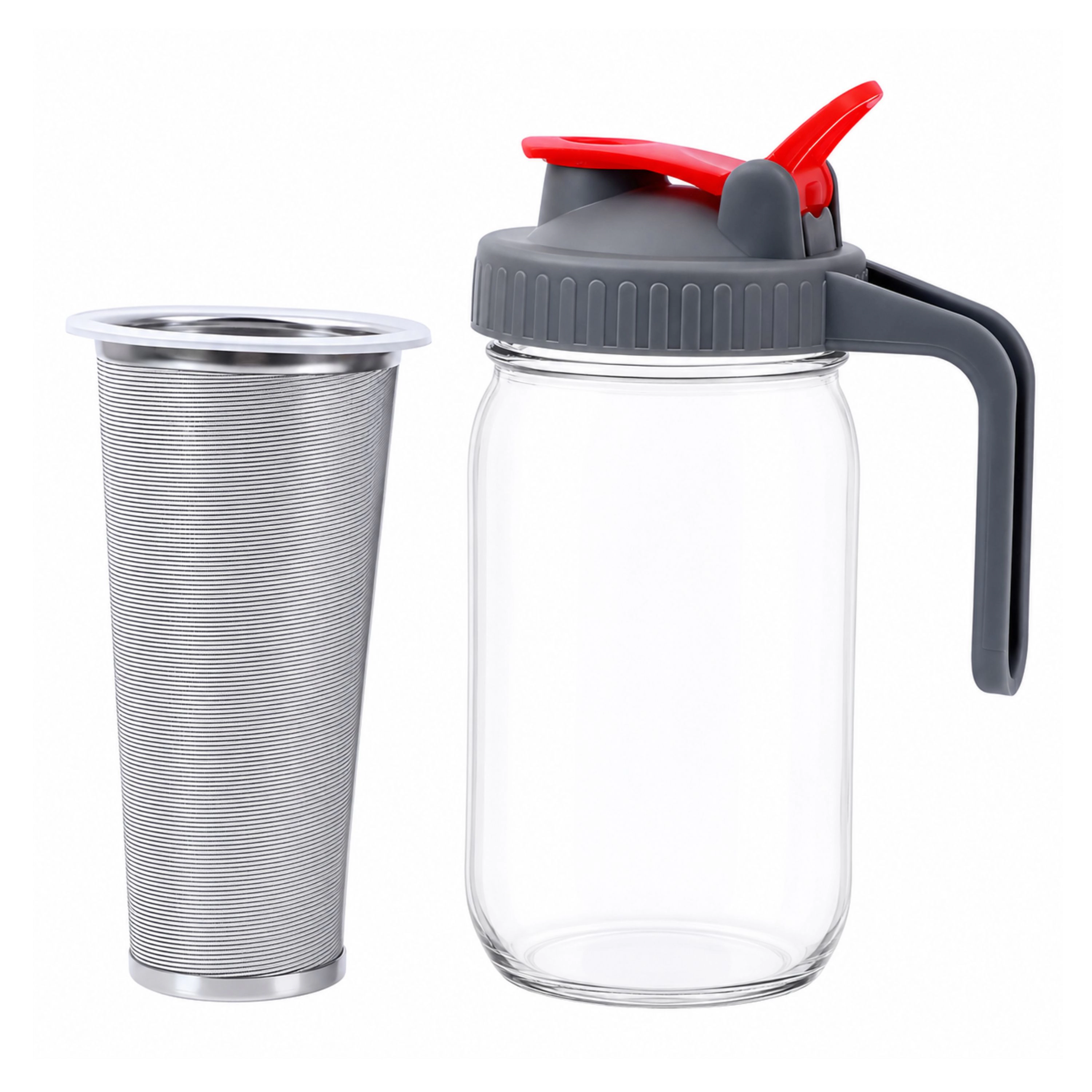 Kitcheniva Portable Cold Coffee Brewing Set, Wide-Mouth Glass Bottle And Stainless Steel Mesh Filter