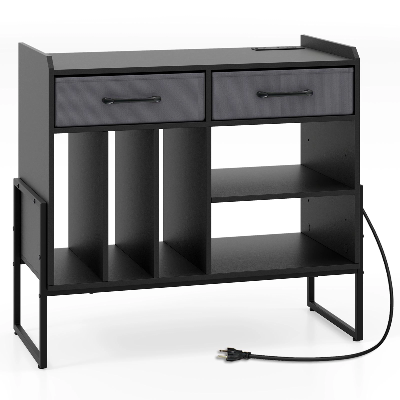 SlickBlue Large Record Player Stand with Vinyl Storage