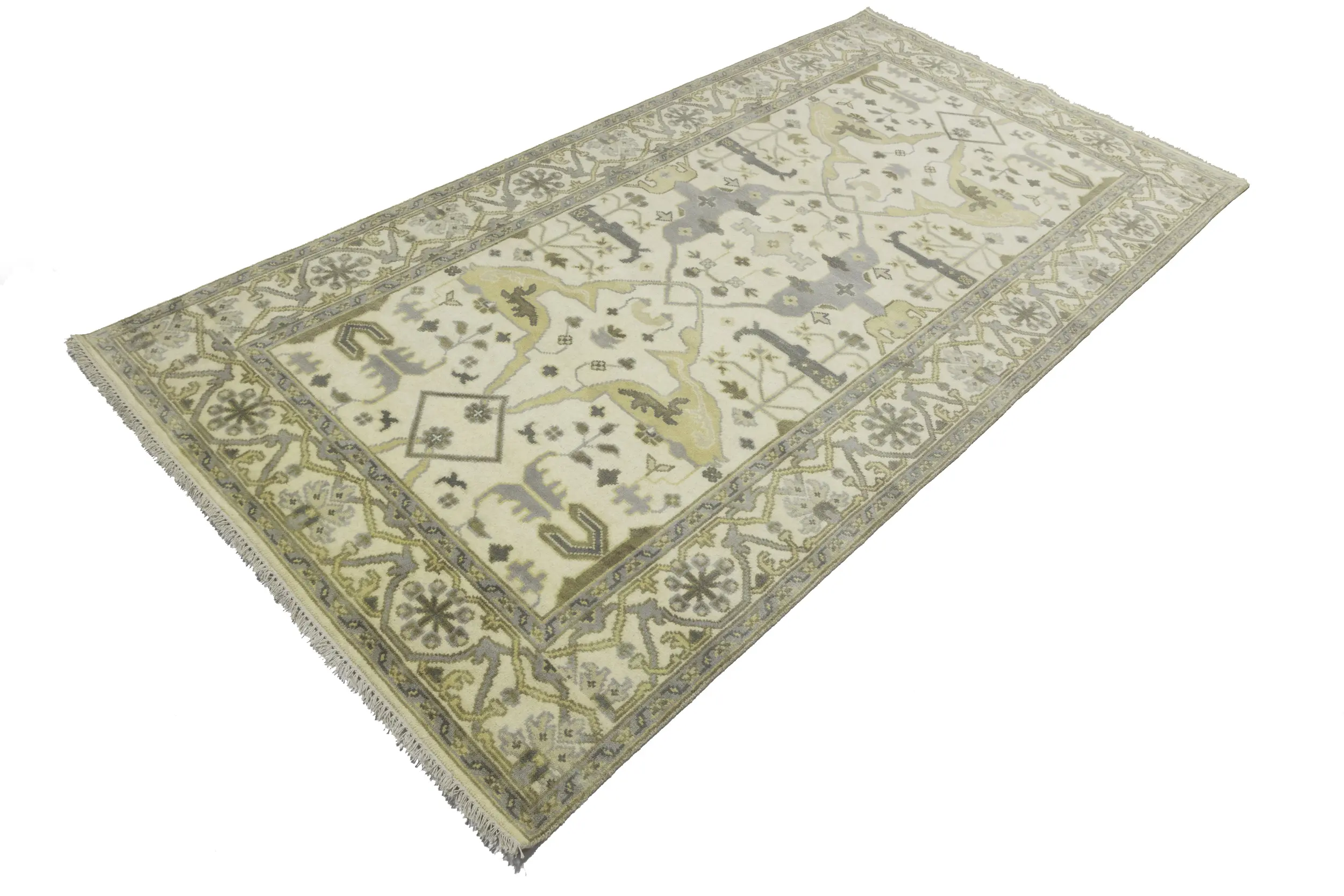 Magic Rugs Cream Floral 6X12 Oushak Oriental Runner Rug