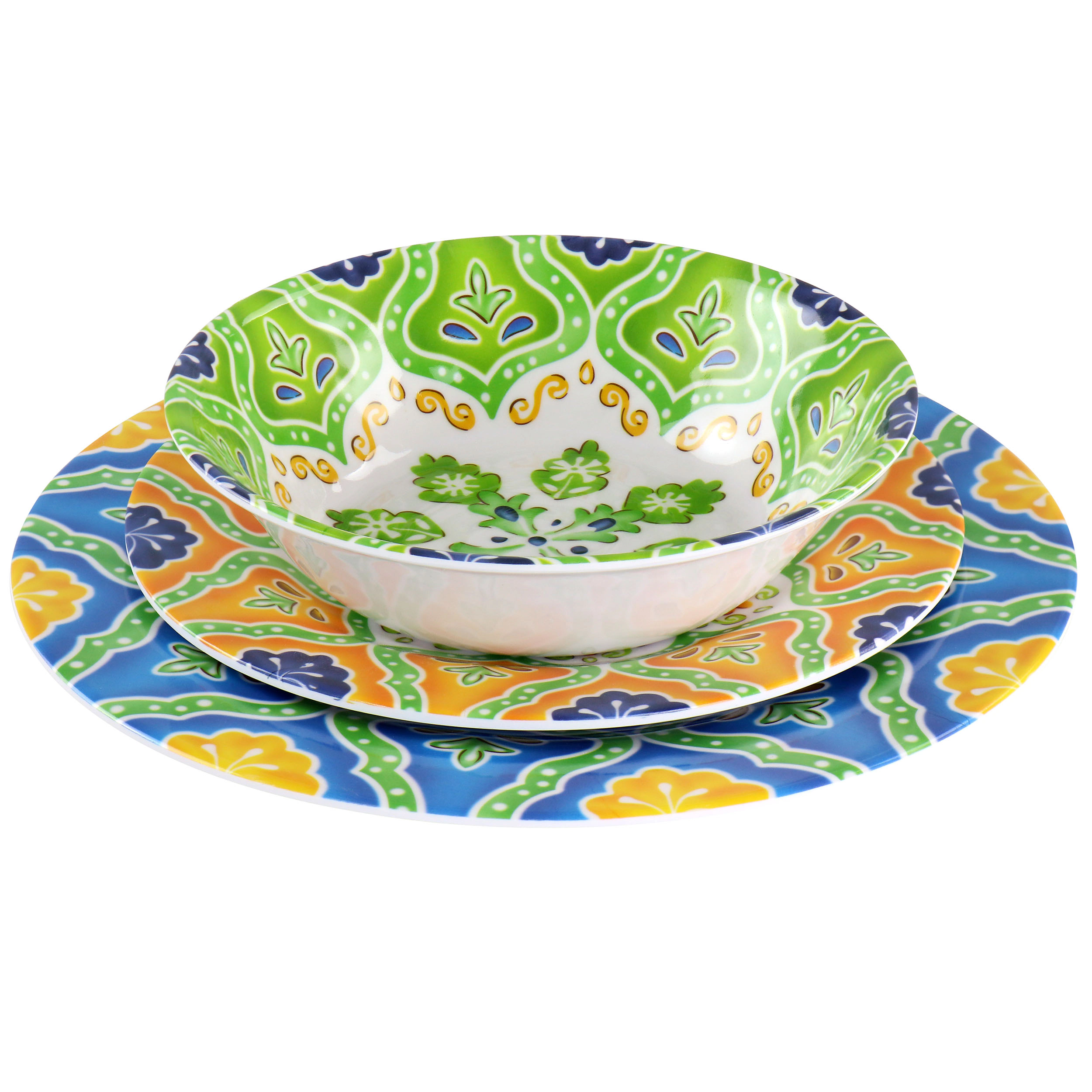 Elama Stapanya 12 Piece Melamine Dinnerware Set in Multi