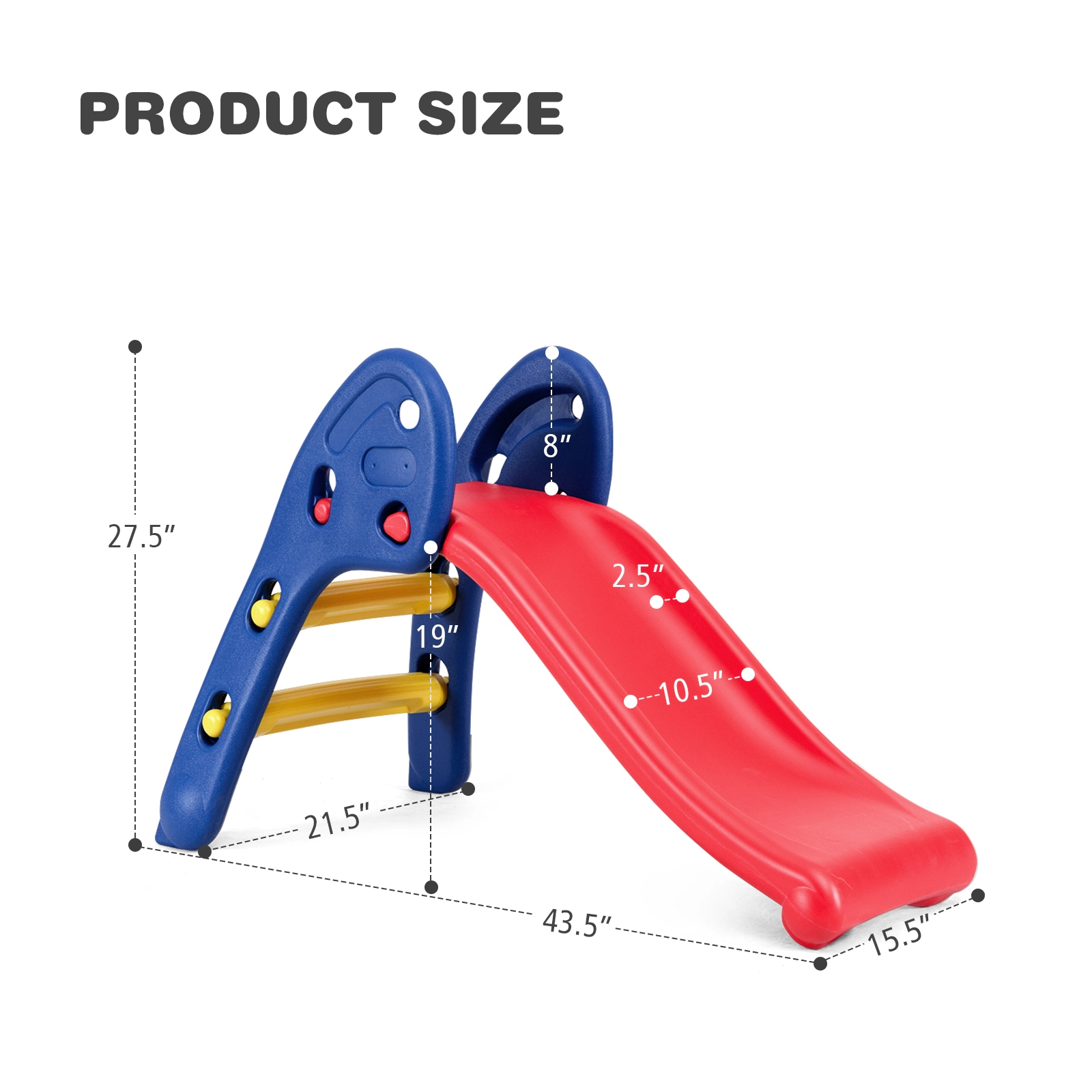SUGIFT Raised Handrails for Ages 3-6 2-Step Children Folding Plastic Slide
