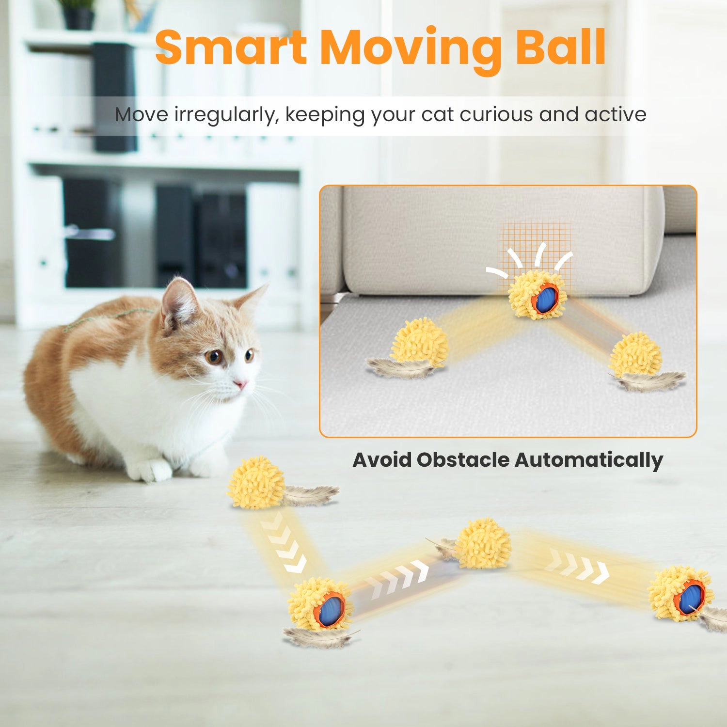 GBruno Rechargeable Motion-Activated Cat Toy Ball