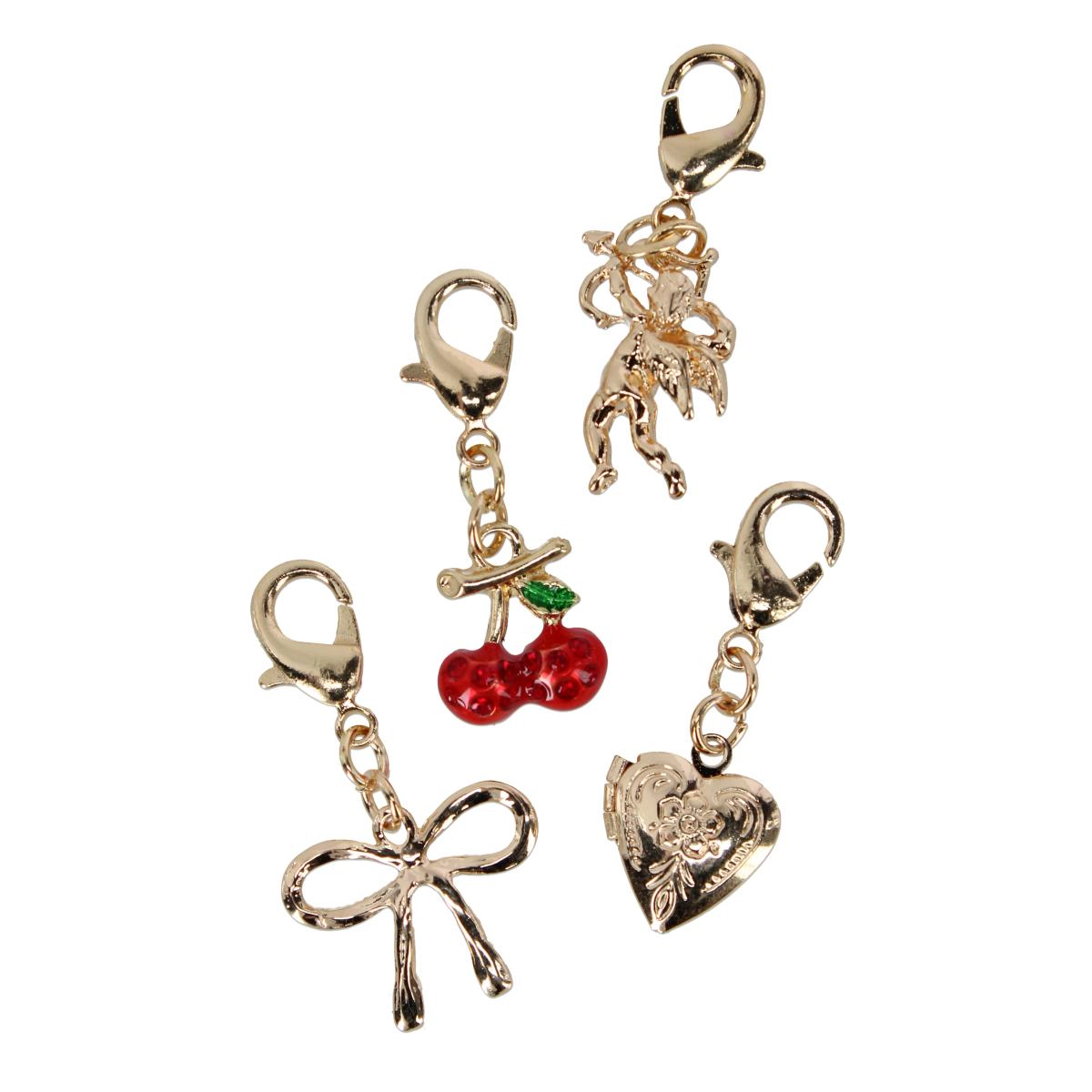 CTM® Women's Cherry Bow 4pc Multi Bag Charms