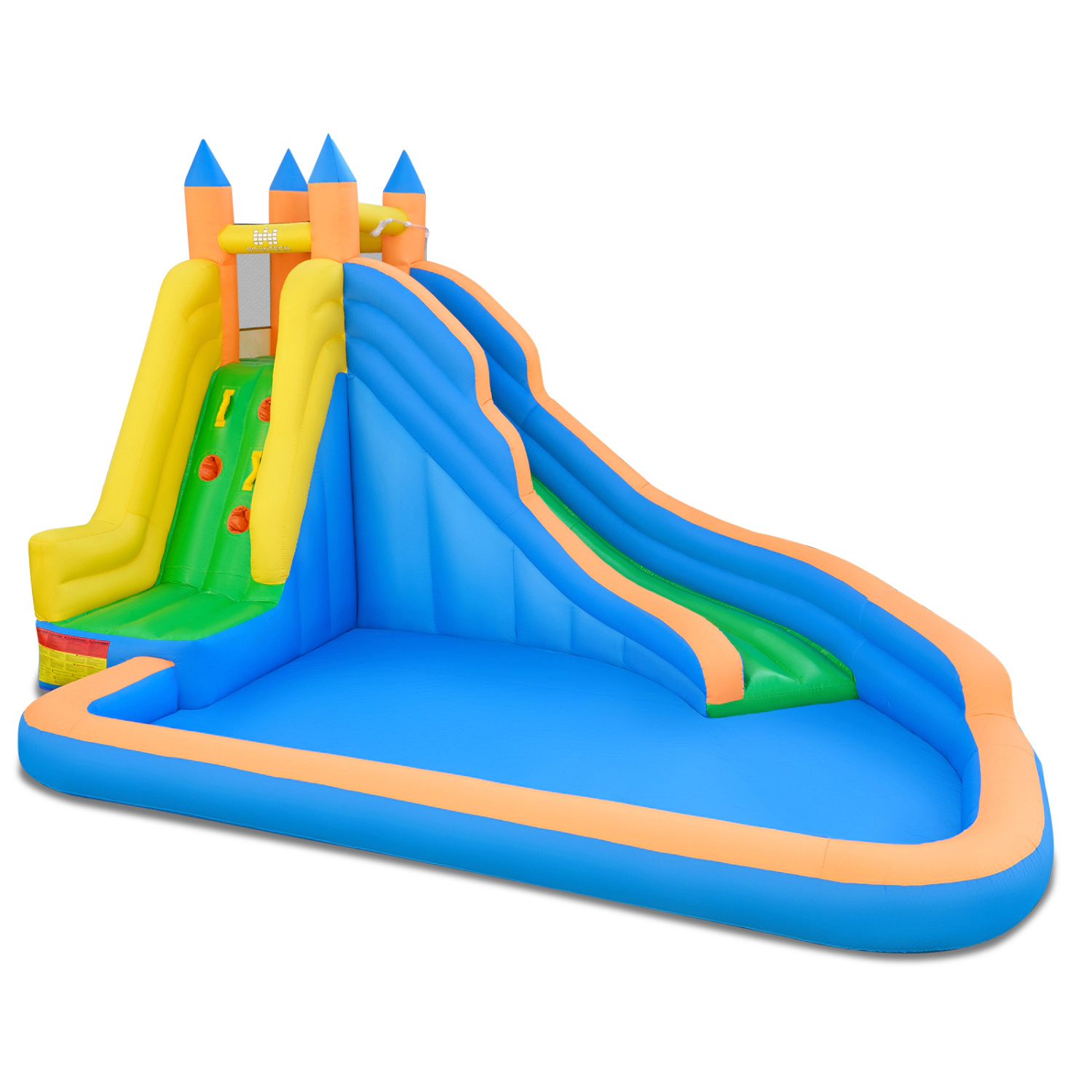 LJG Kids Inflatable Mighty Bounce House Jumper with Water Slide without Blower