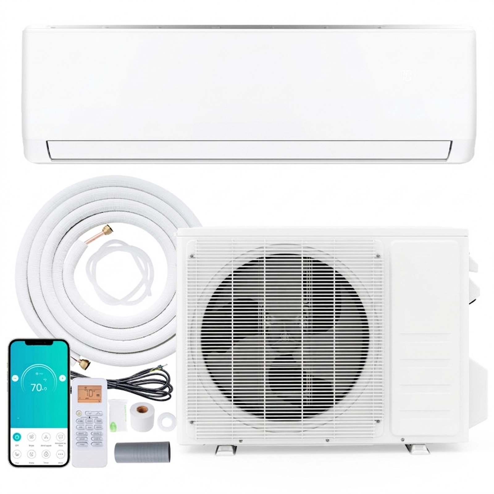 SUGIFT 9000-BTU 20-SEER2 208-230V WiFi Enabled Inverter Ductless Mini Split Air Conditioner and Heater