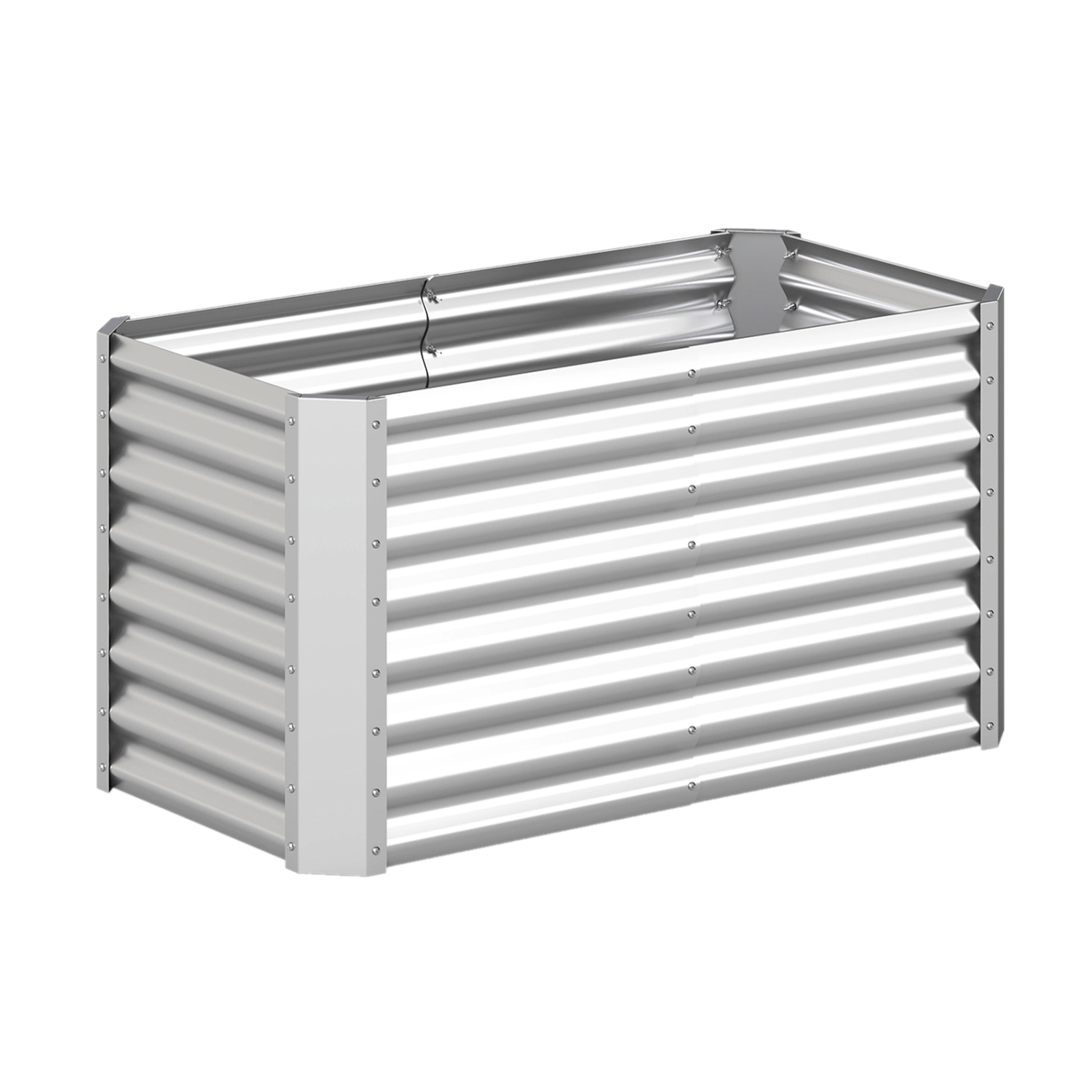 LJG 4 x 2 x 2 FT Galvanized Raised Garden Bed Rectangular Galvanized Metal Planter Box