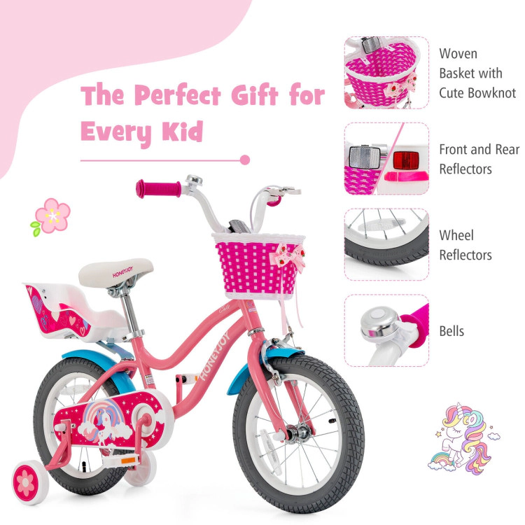Hivvago Kids Bicycle with Training Wheels and Basket for Boys and Girls Age 3-9 Years