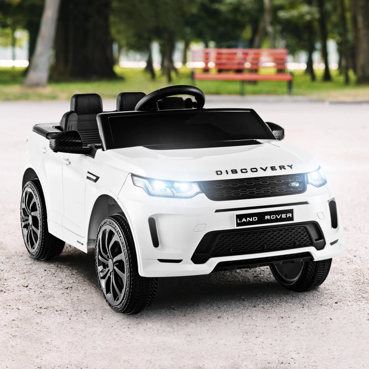 SUGIFT 12V Kids Ride On Car with Remote Control Slow Start System LED Lights 55-lb Capacity Ages 3-6 42.5-in Long White