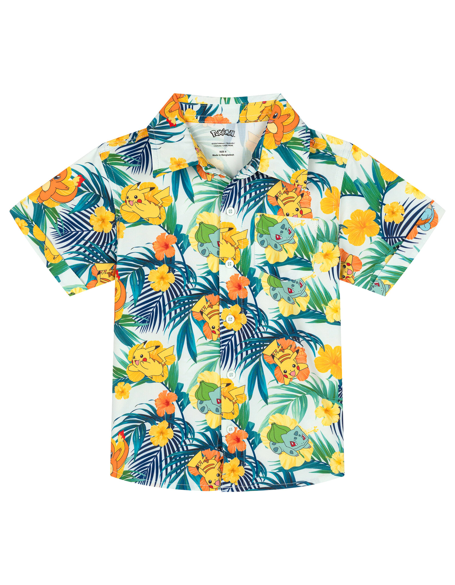 Pokemon Boys' Swimwear 2-Piece Camp Shirt and Swim Trunks Set