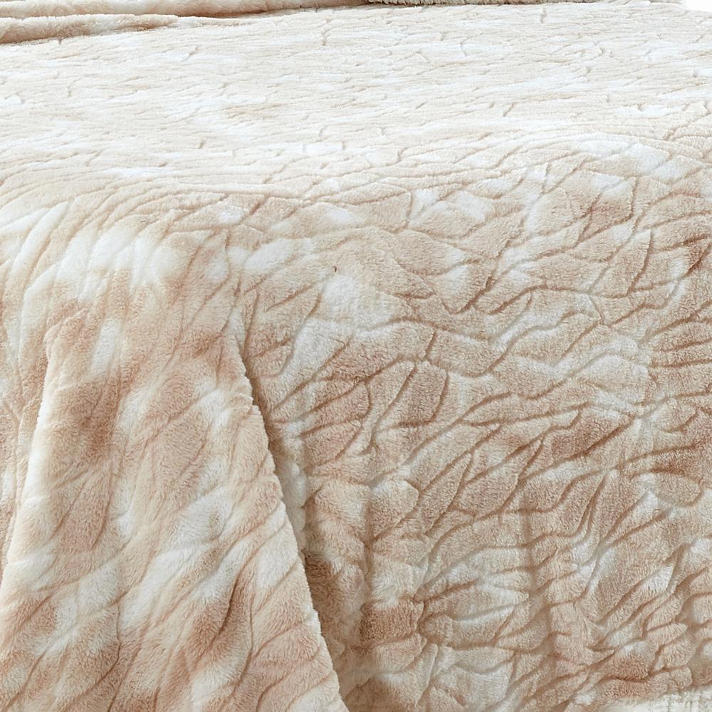 Plazatex Alaska Sherpa Machine Washable Warm and Comfortable Blanket Queen Beige