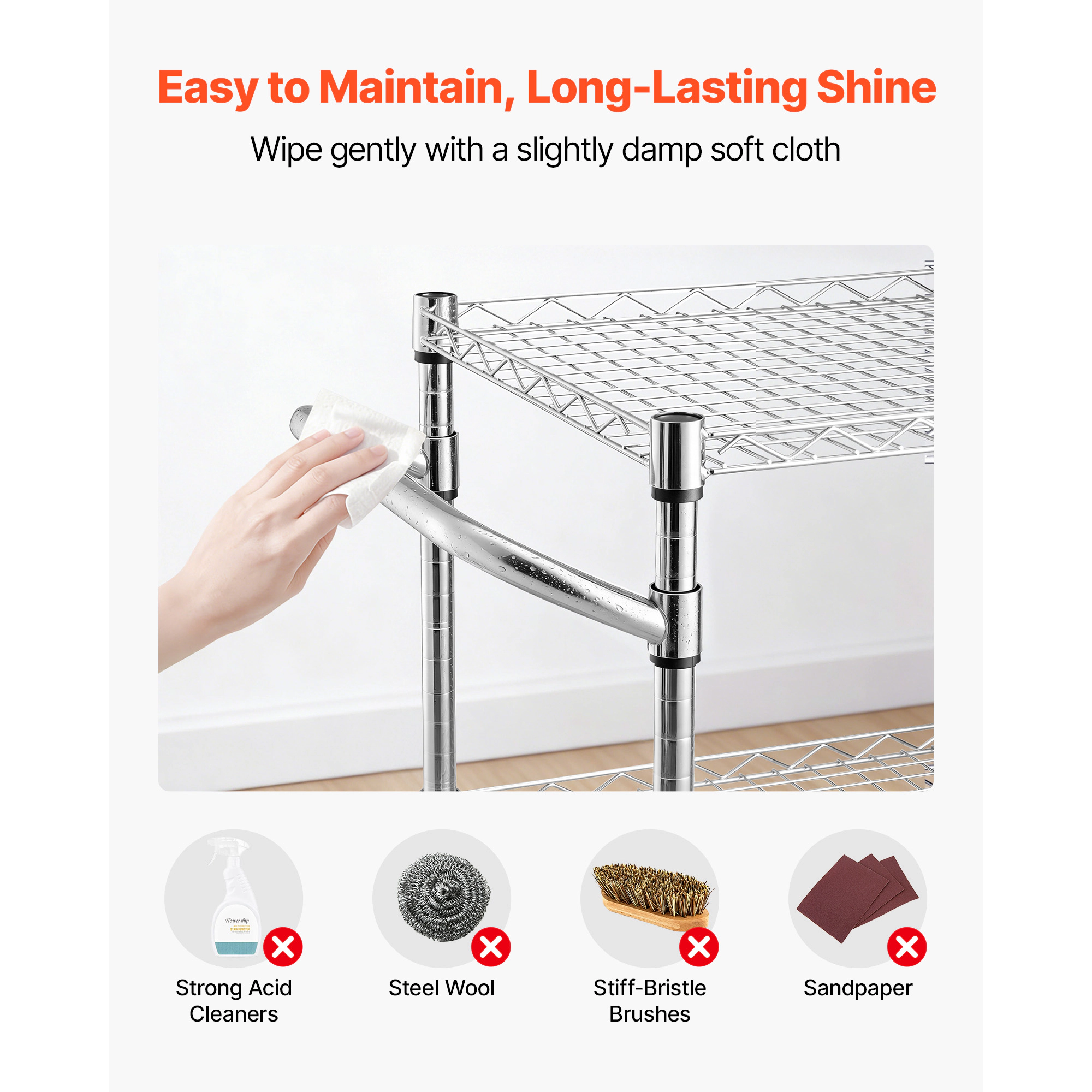 HONGGE Kitchen Utility Cart 3 Tier Heavy Duty Adjustable Wire Storage Rack Commercial Steel Rolling Service Trolley on