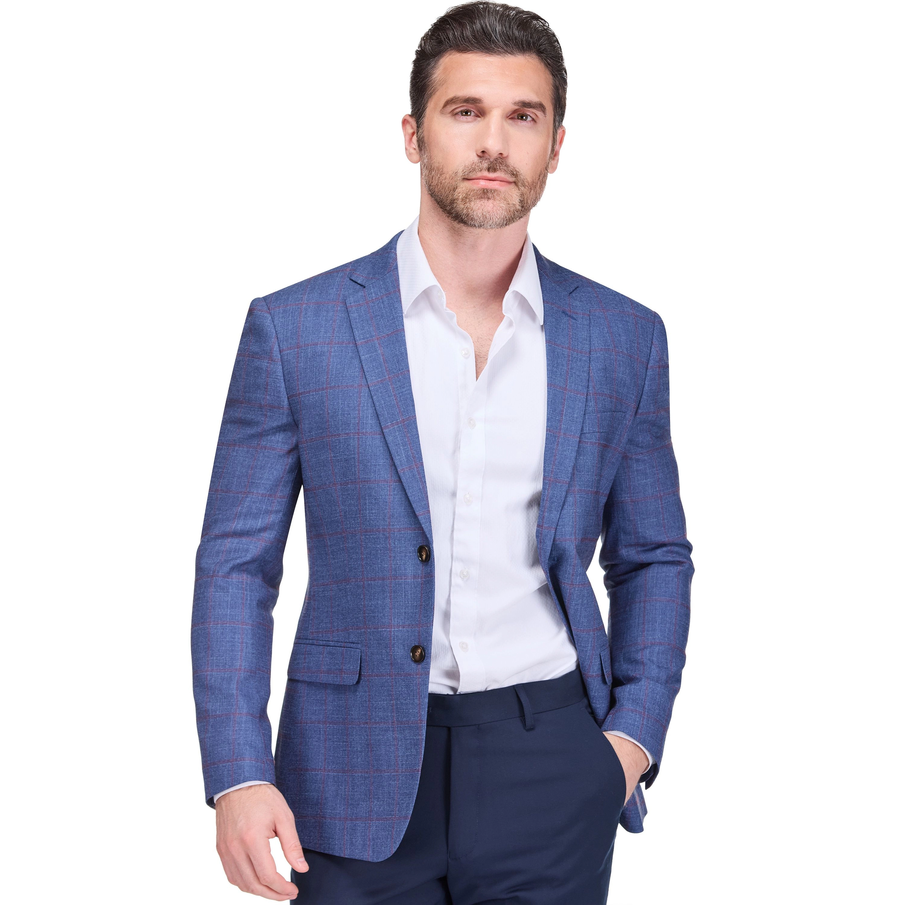 Gino Vitale Men’s Plaid Slim Fit Sportcoat Blazer