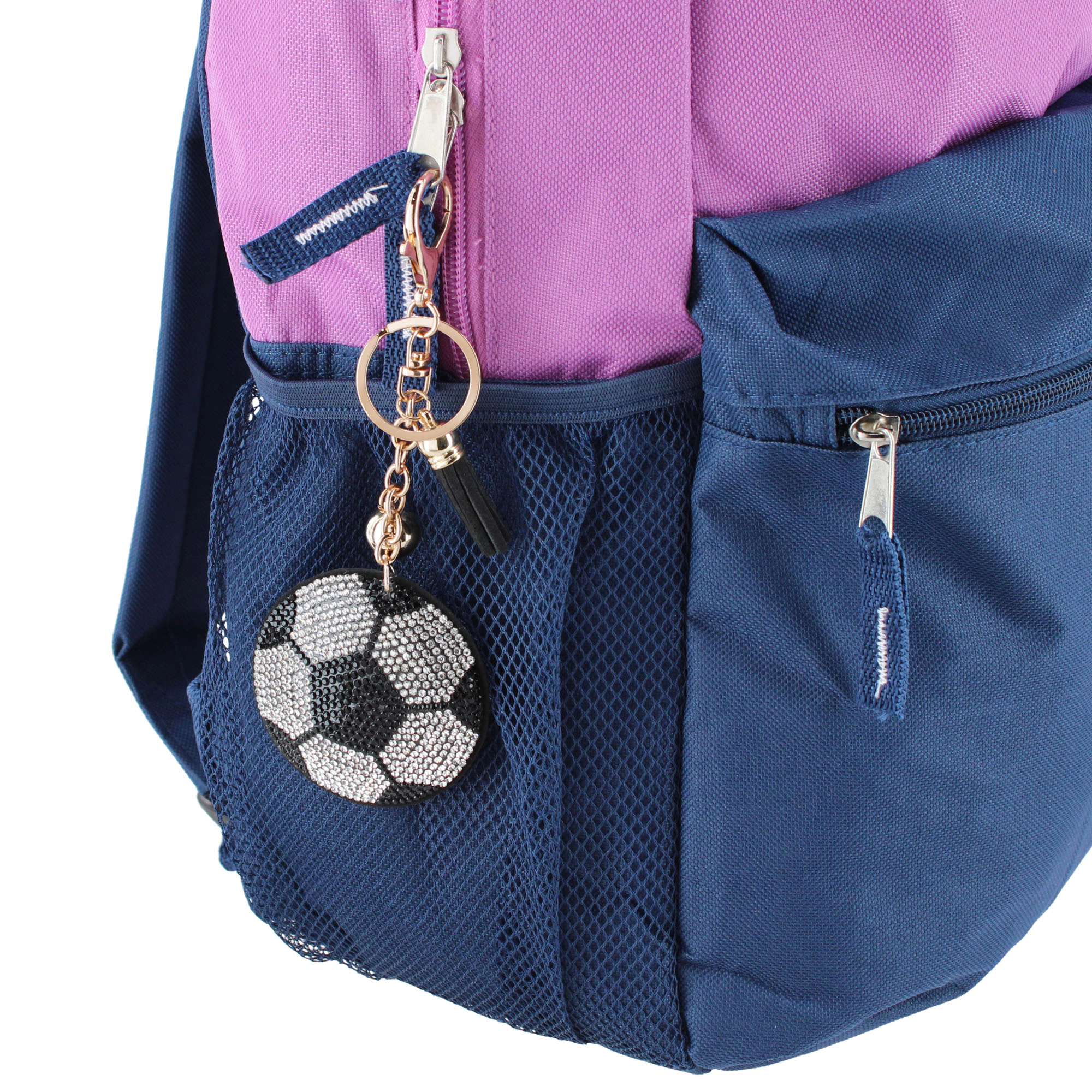 CTM Women's Rhinestone Soccer Mom Bag Charm & Key Chain