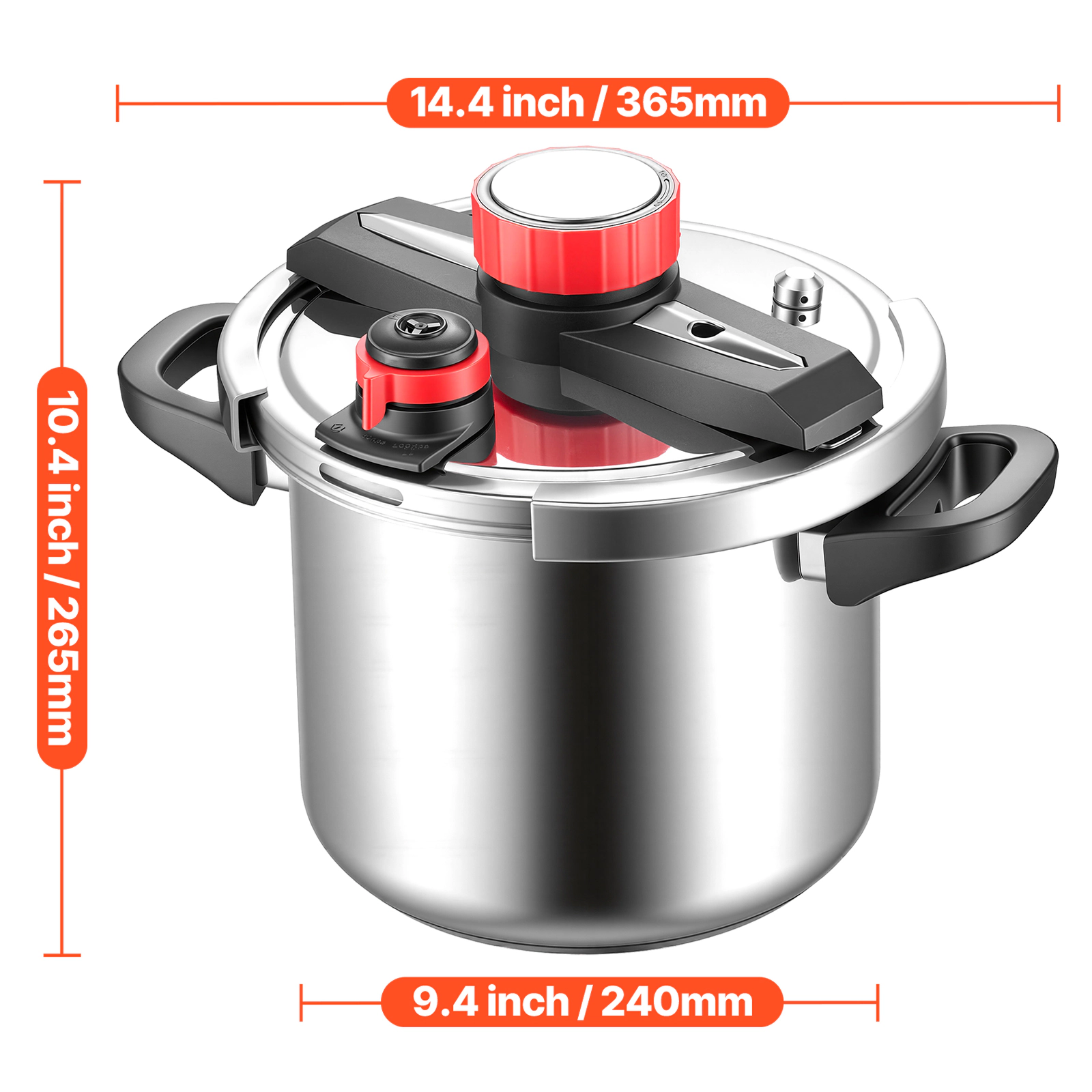 HONGGE 8Qt Stainless Steel Stovetop Pressure Cooker & Canner with Steaming Rack, Tempered Glass Lid, 3 Settings