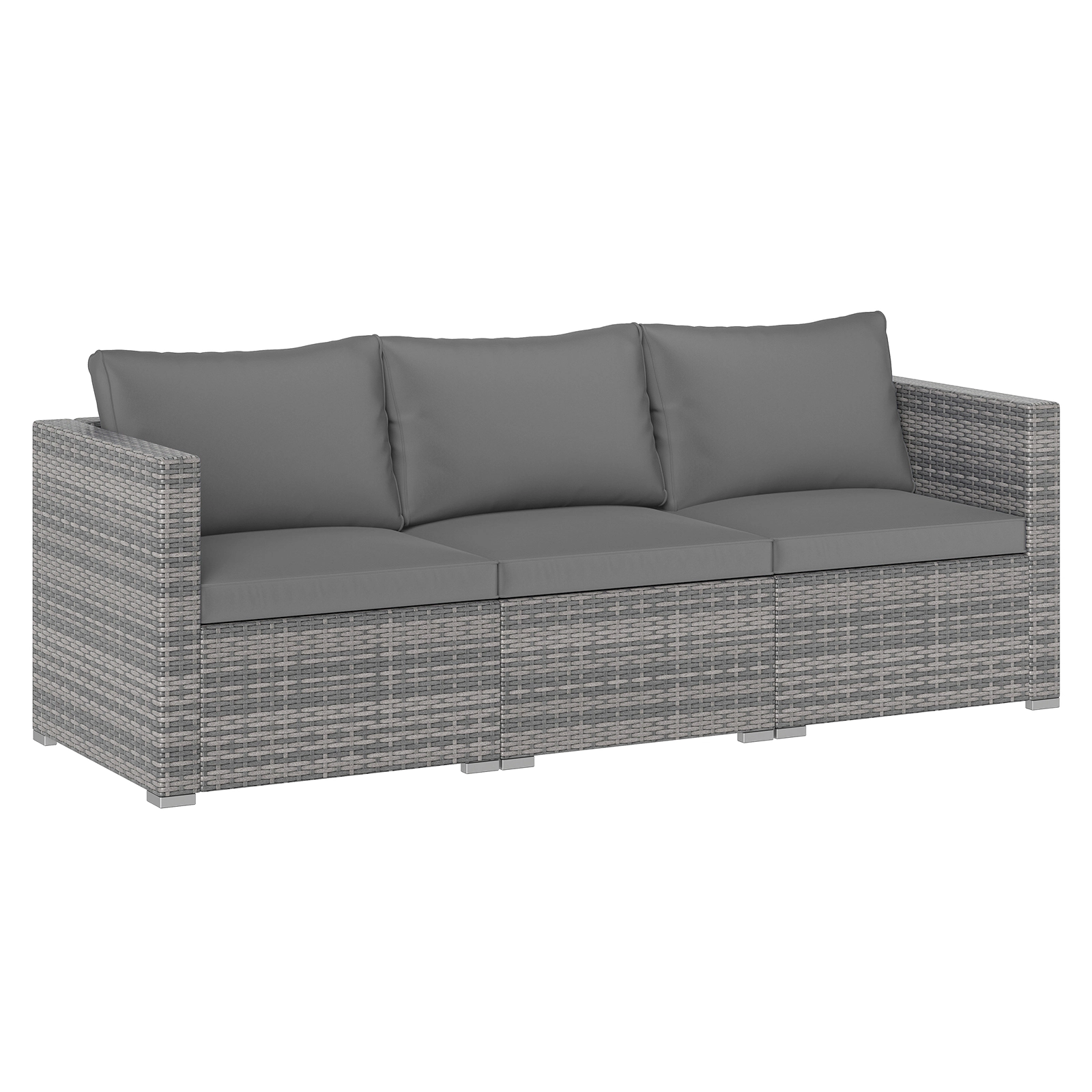 SUGIFT Gray Soft Cushions 3-Piece Patio Sectional Sofa Set PE Rattan Modular Couch