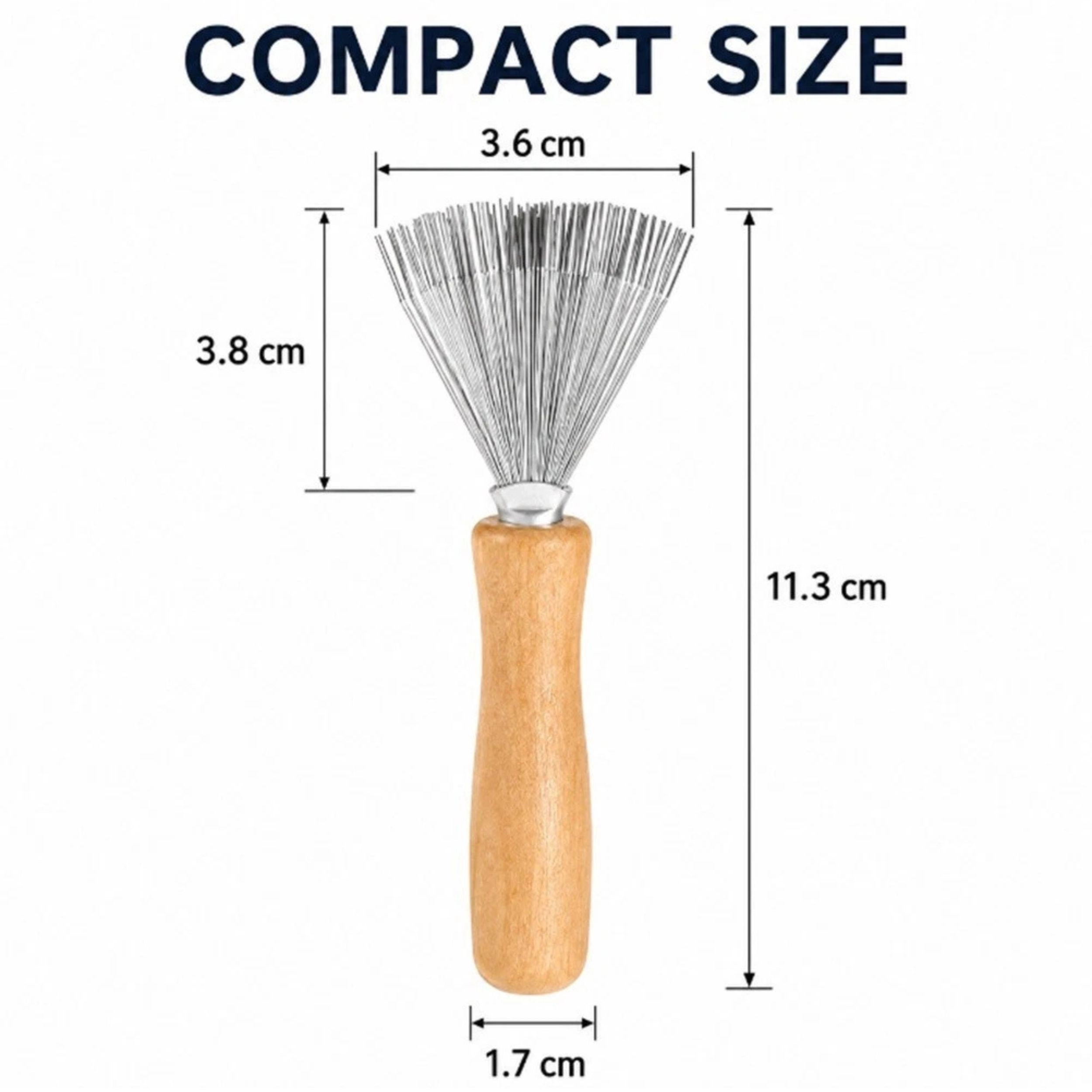 Home Collection Unisex Hair Brush Cleaner Tool Metal Rake with Wooden Handle
