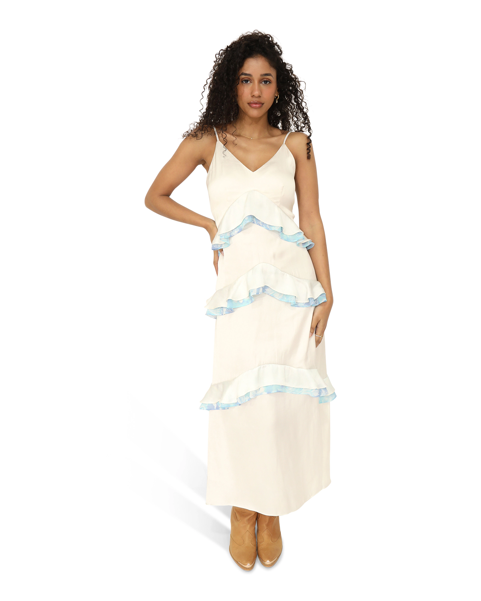 Belle & Bloom Womens Lovely Day Ruffle Maxi Dress