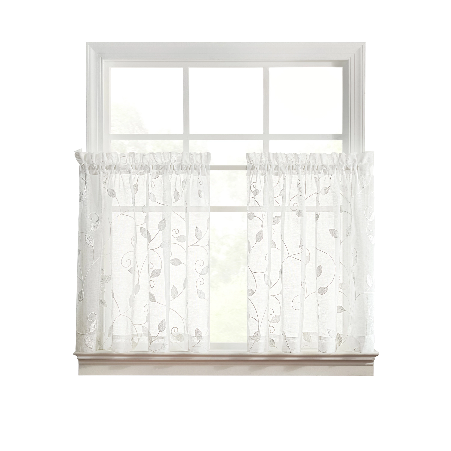 Ellis Curtain Chatham 100% Polyester Embroide Sheer Rod Pocket Tiers
