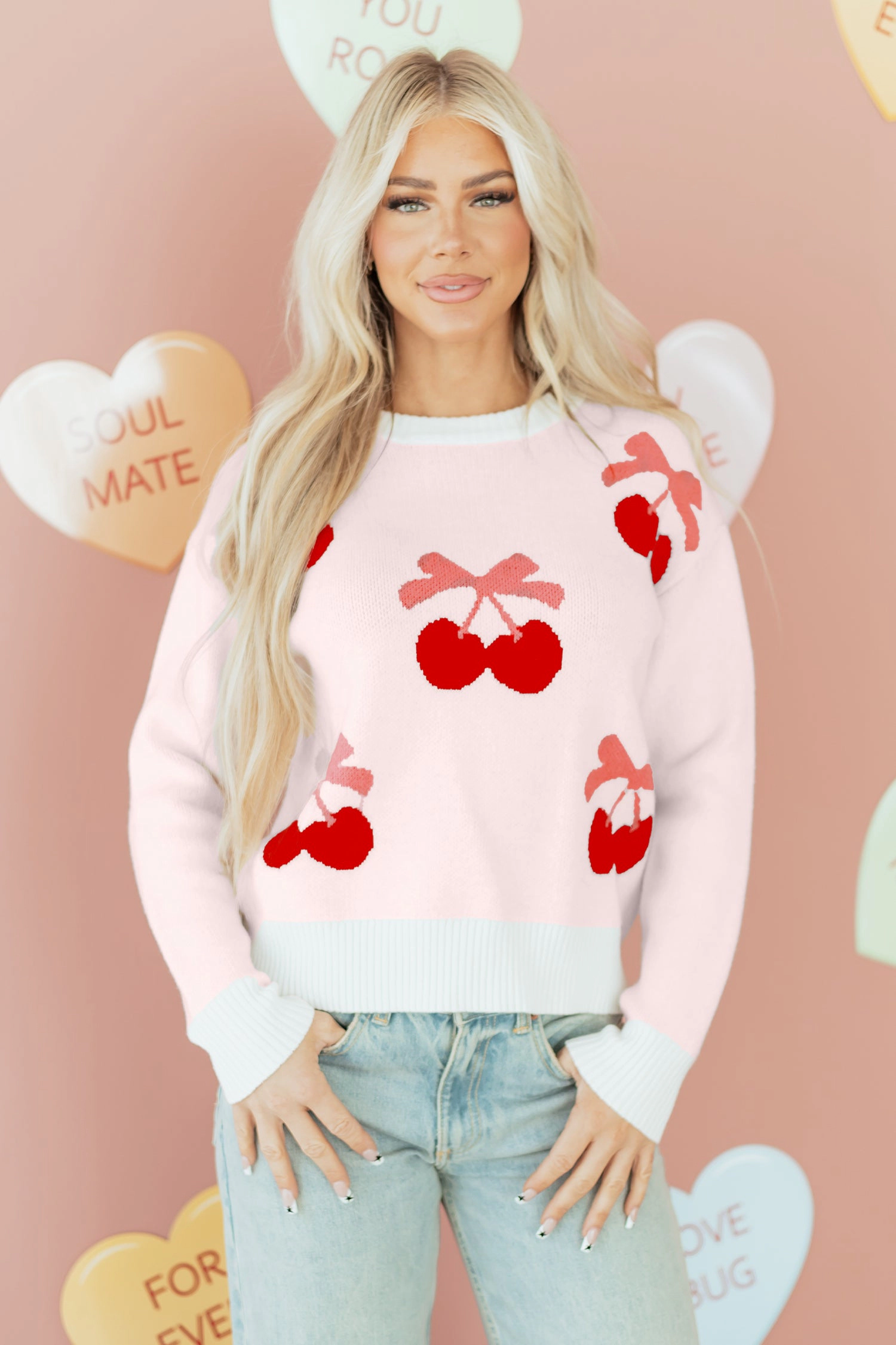 Threaded Pear Women's Nevaeh Pattern Drop Shoulder Sweater