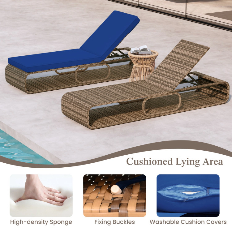 Hivvago 7-Position Adjustable Pe Rattan Outdoor Chaise Lounge Chair