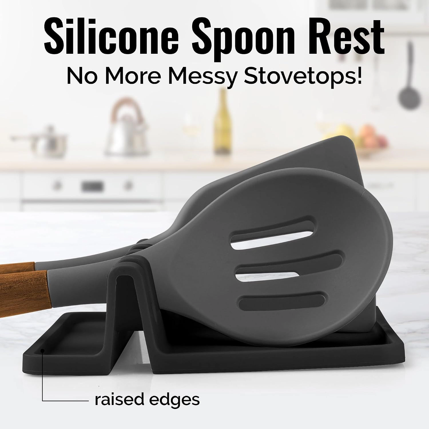 Zulay Kitchen Silicone Utensil Rest with Drip Pad for Multiple Utensils - Heat-Resistant & Spoon Holder Stove Top