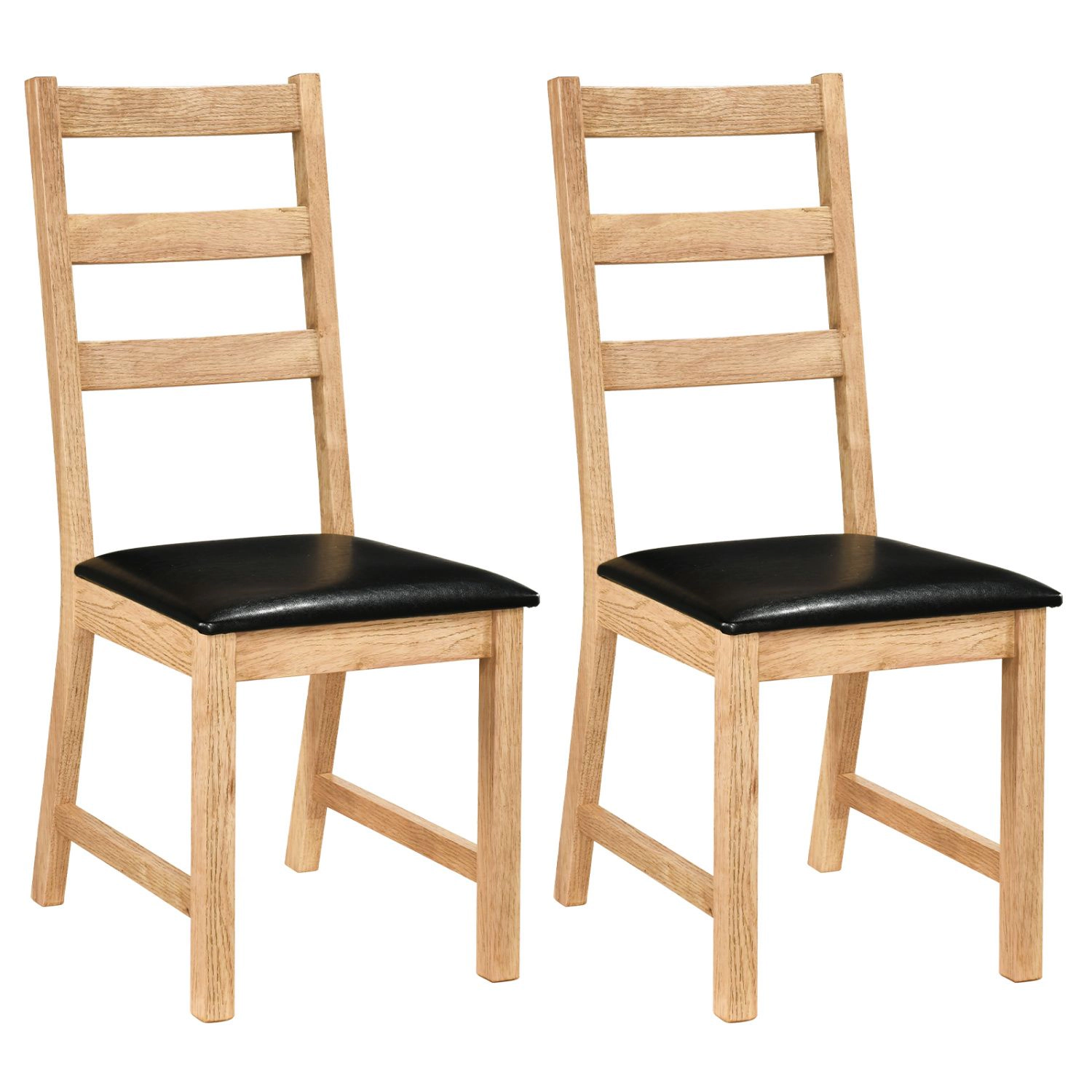 SlickBlue Padded Dining Chairs PU Leather Rubber Wood Chairs Set of 2