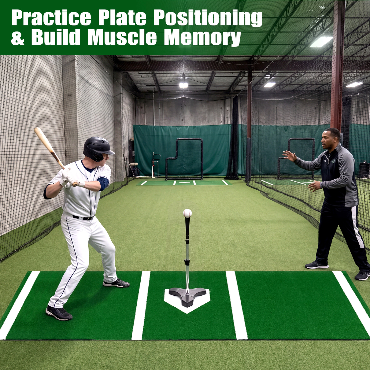LJG Kids 10 x 3.8 ft Baseball and Softball Hitting Mat with Home Plate