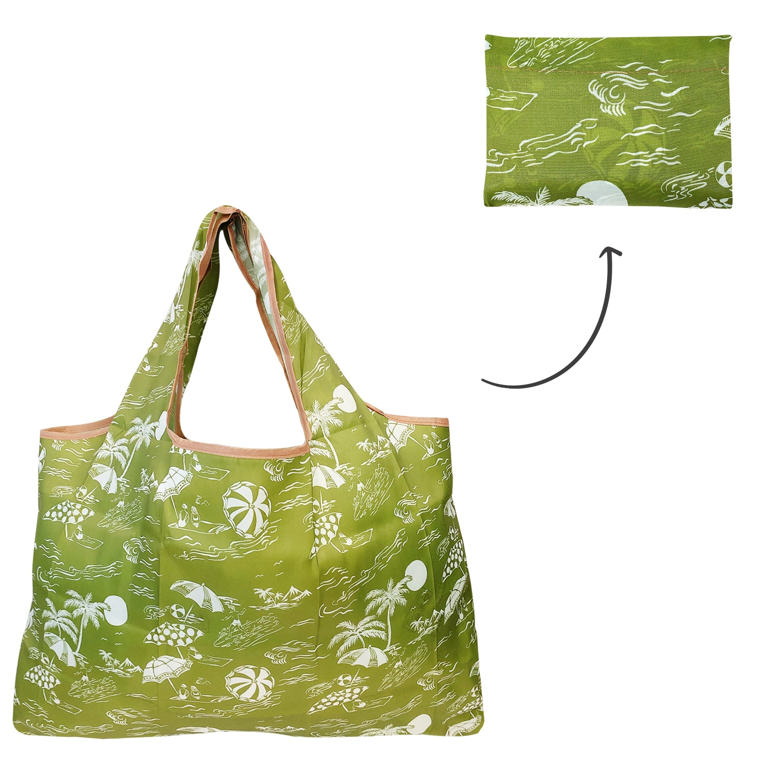 Wrapables Large Nylon Reusable Shopping Bags for Groceries (Set of 3), Destination Places
