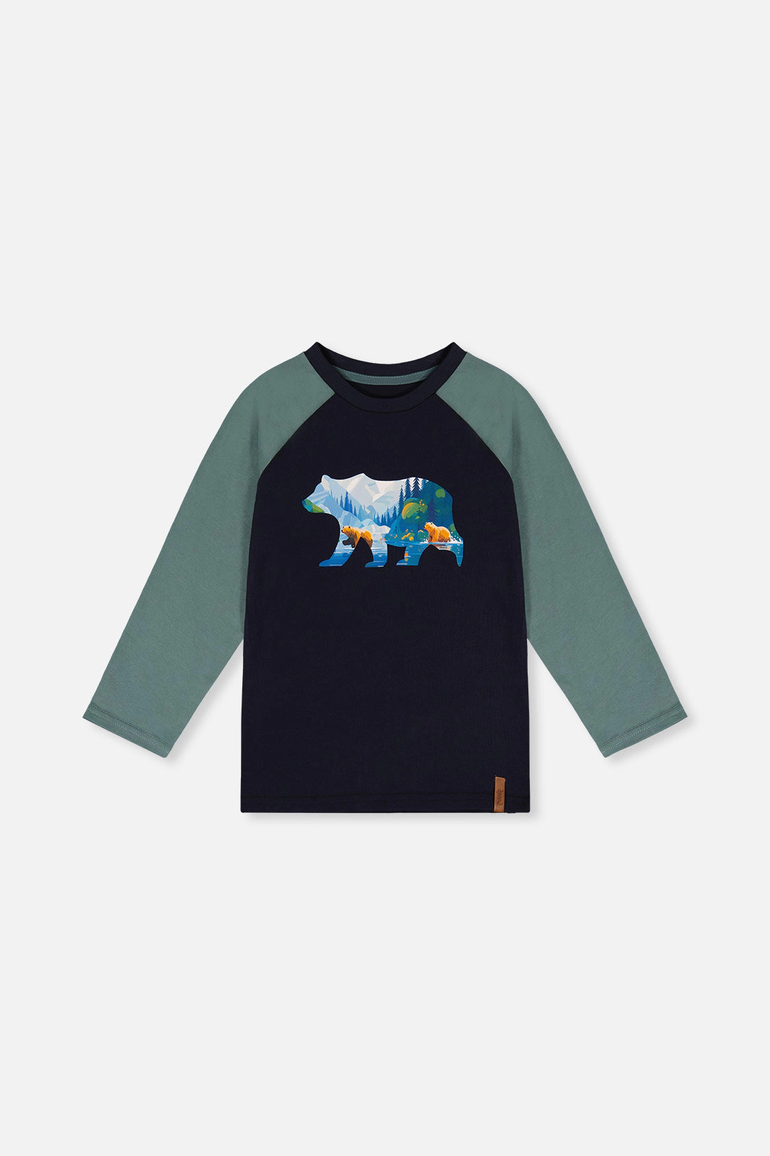 Deux par Deux Boys Raglan T-Shirt with Bear Graphic