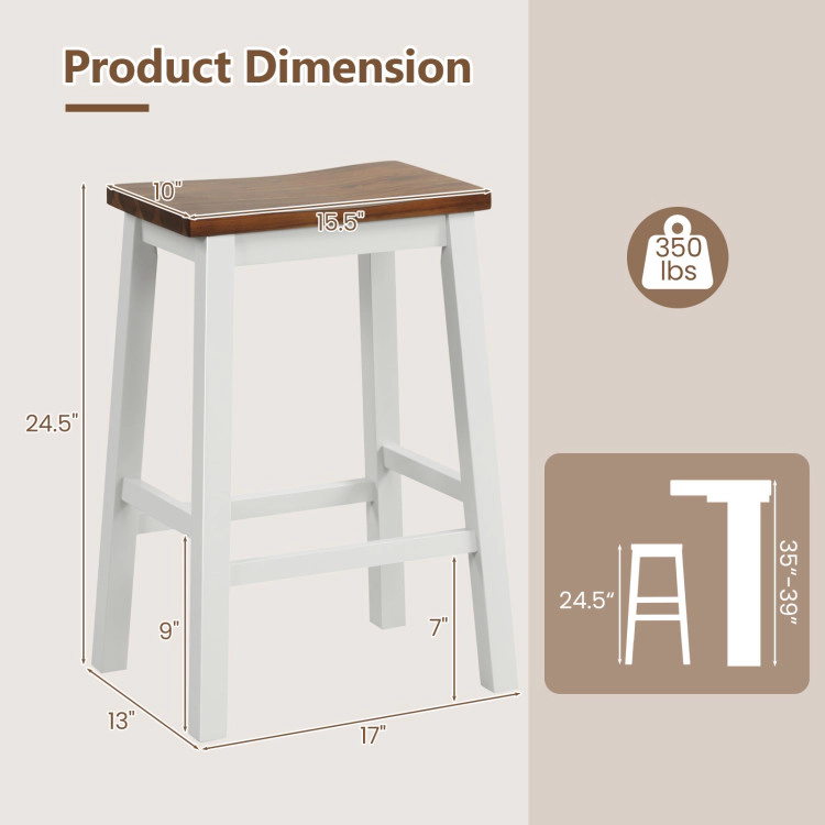 Hivvago 24.5-Inch Set Of 4 Saddle Stools Bar Stools With Footrests For Kitchen Island