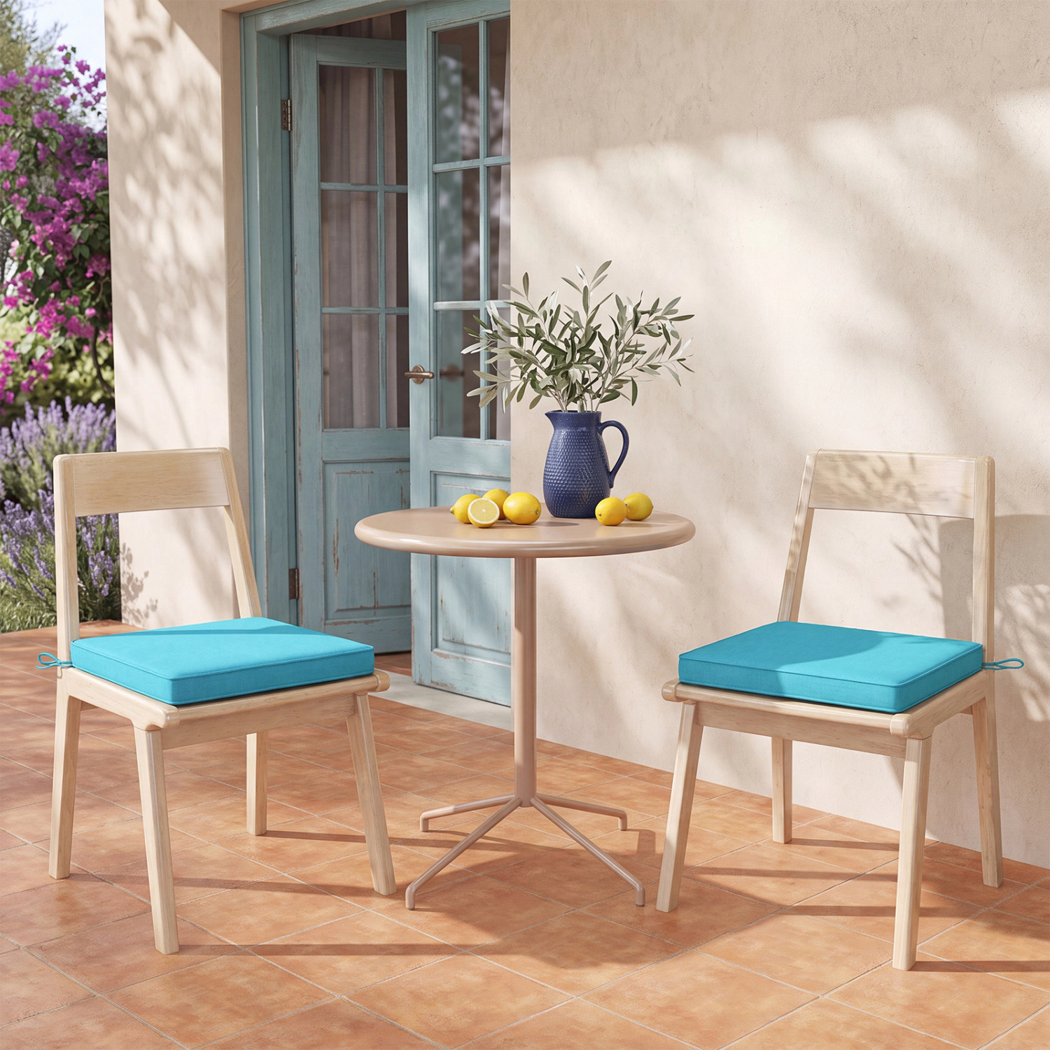 LJG Outdoor Chair Cushion Set of 2 Waterproof Fade-Resistant Olefin Seat Cushions