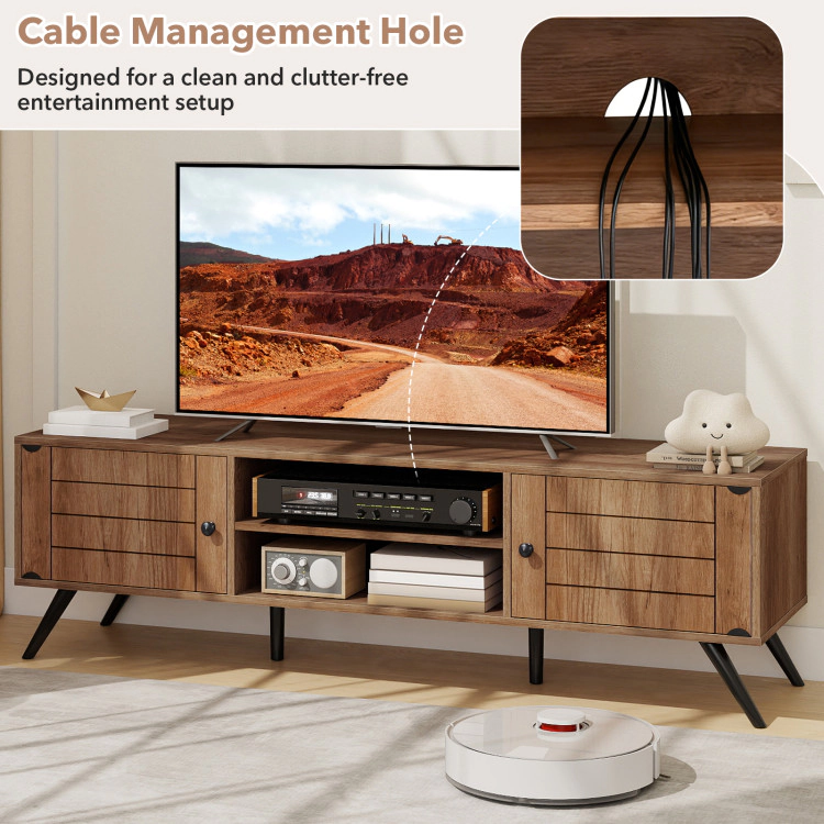Hivvago 2-Door Tv Stand For Tvs Up To 65 Inch With Open Shelves