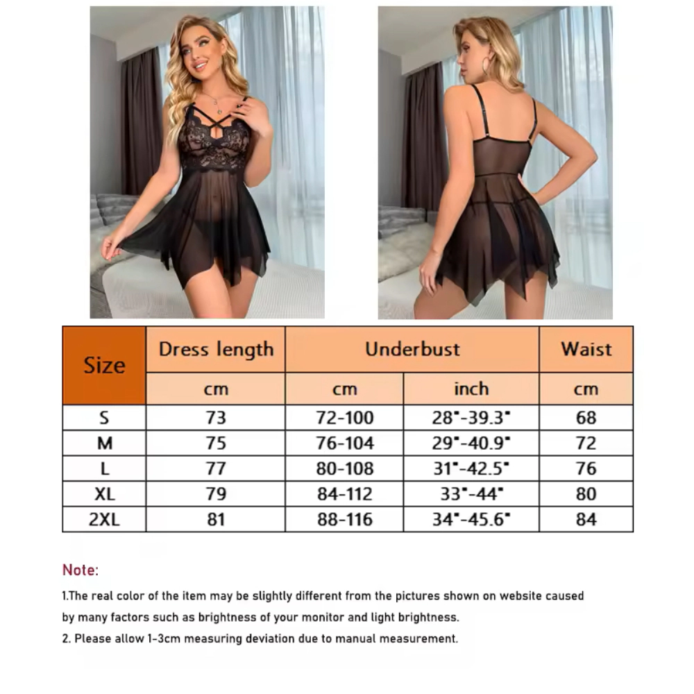 Women Lingerie Lace Babydoll Strap Chemise Halter Teddy Sleepwear