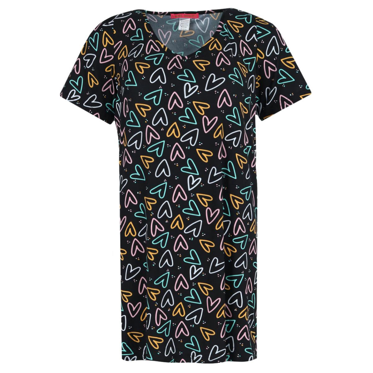 5 More Minutes Women's Hearts V-Neck Short Sleeve Night Shirt