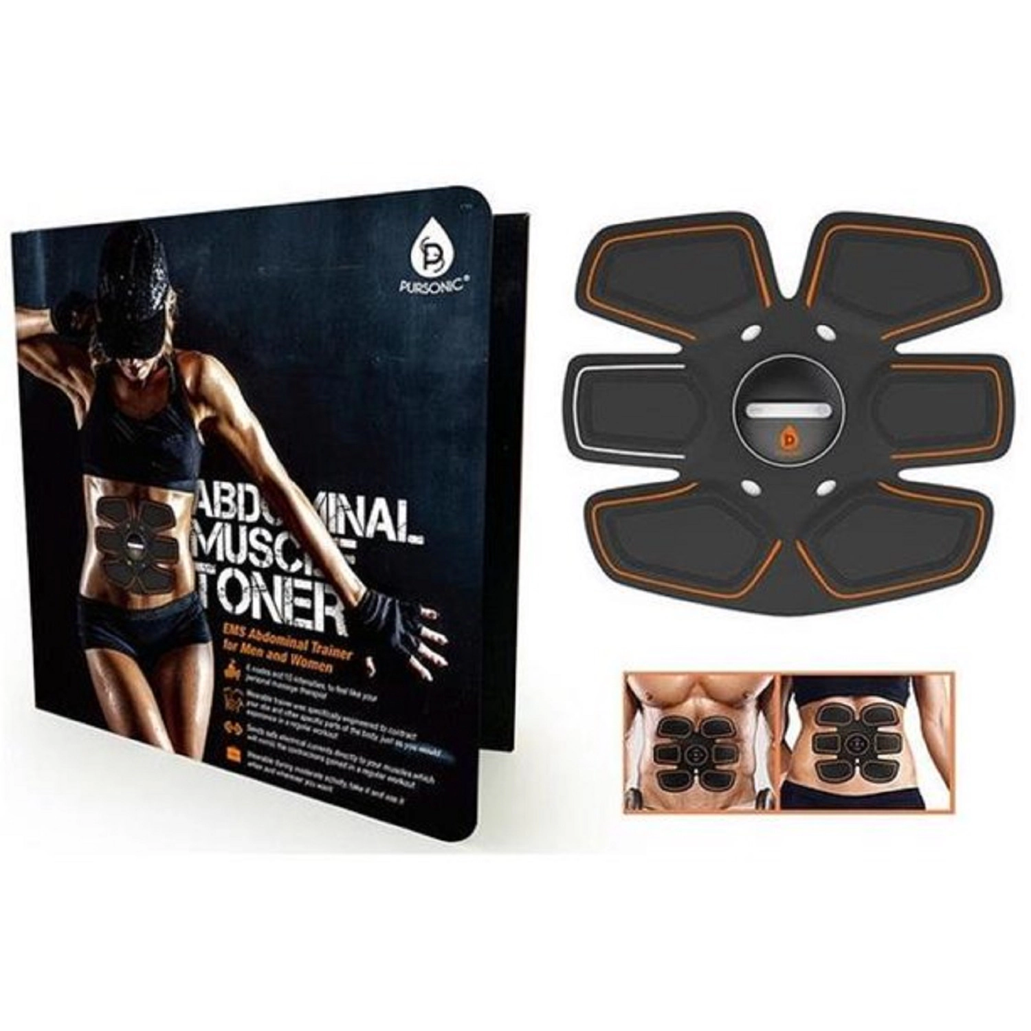 Pursonic Unisex Wearable EMS Abdominal Muscle Toning & Massage Fitness Trainer