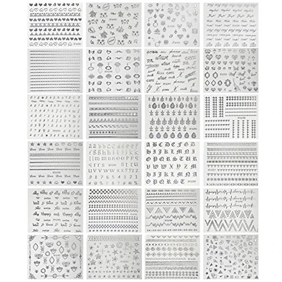Wrapables Holographic Nail Stickers Metallic Letters, Numbers ...